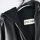 INSCRIRE - Leather Zip Up Hoodie - BLACK