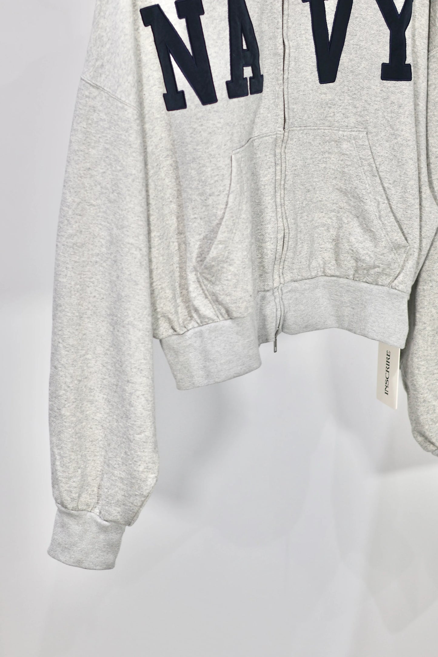INSCRIRE - Navy Zip Hoodie - LT.GREY