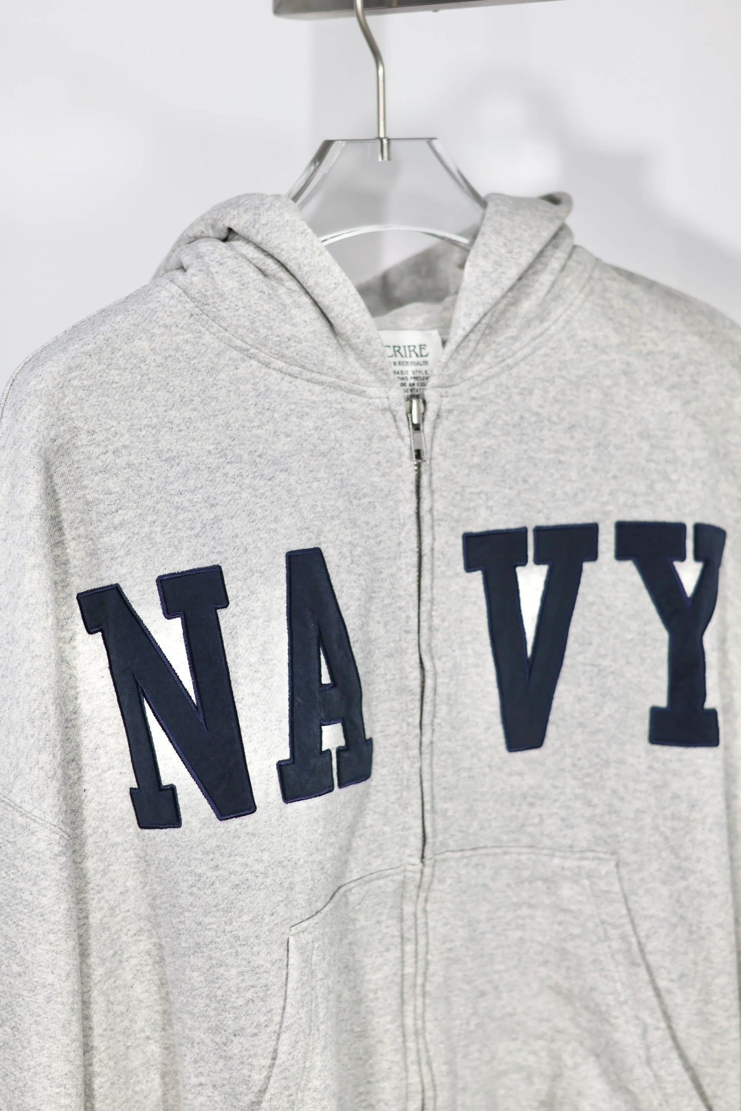 INSCRIRE - Navy Zip Hoodie - LT.GREY