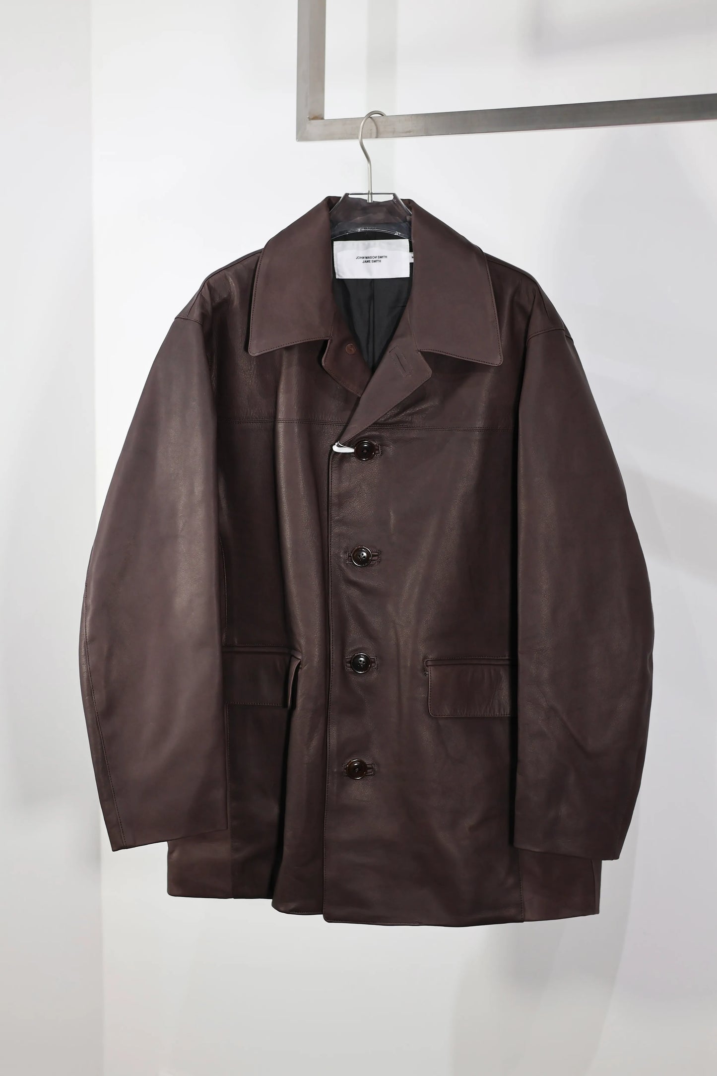 JOHN MASON SMITH / JANE SMITH - COW LEATHER CAR COAT - BROWN