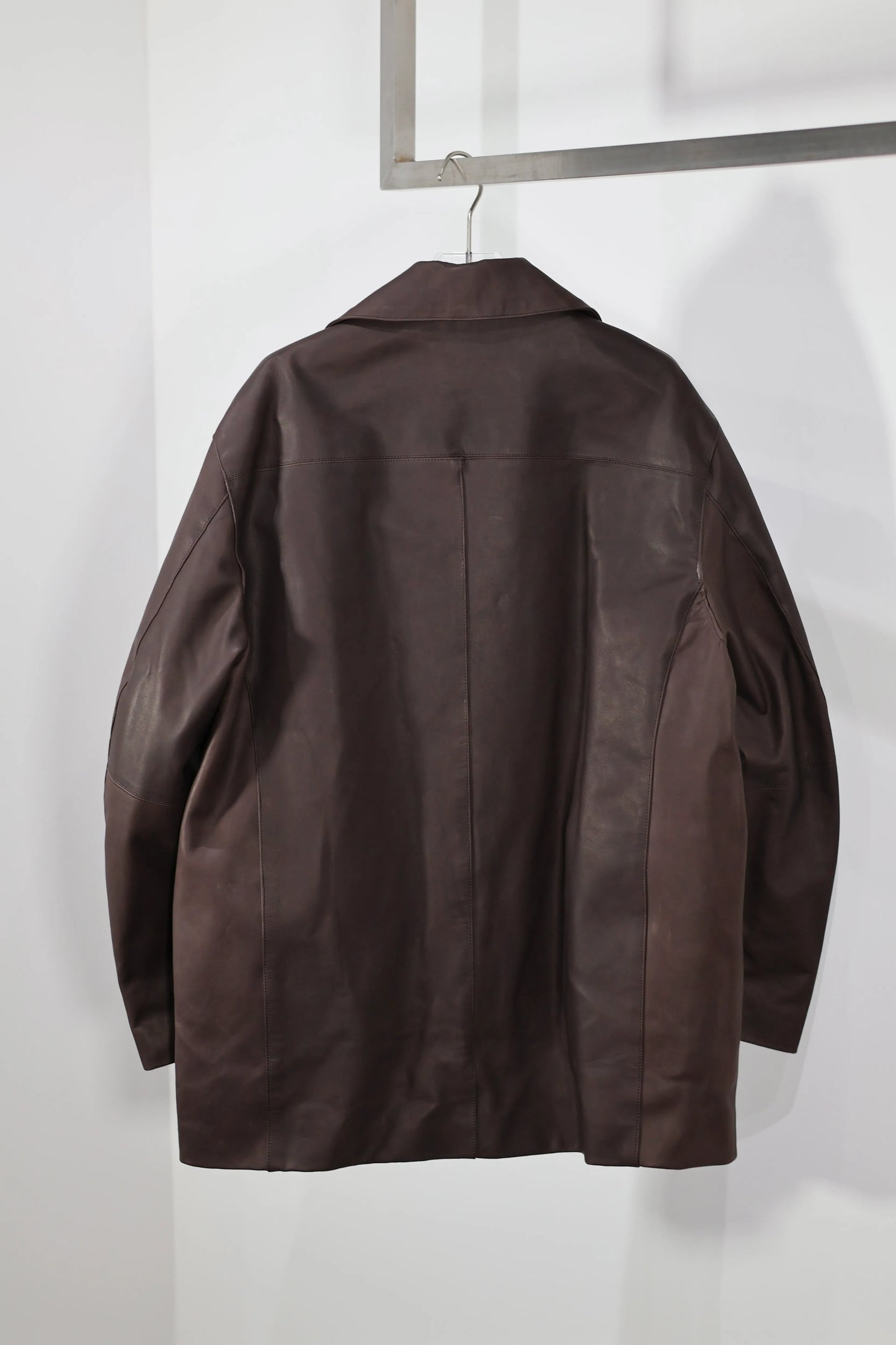 JOHN MASON SMITH / JANE SMITH - COW LEATHER CAR COAT - BROWN