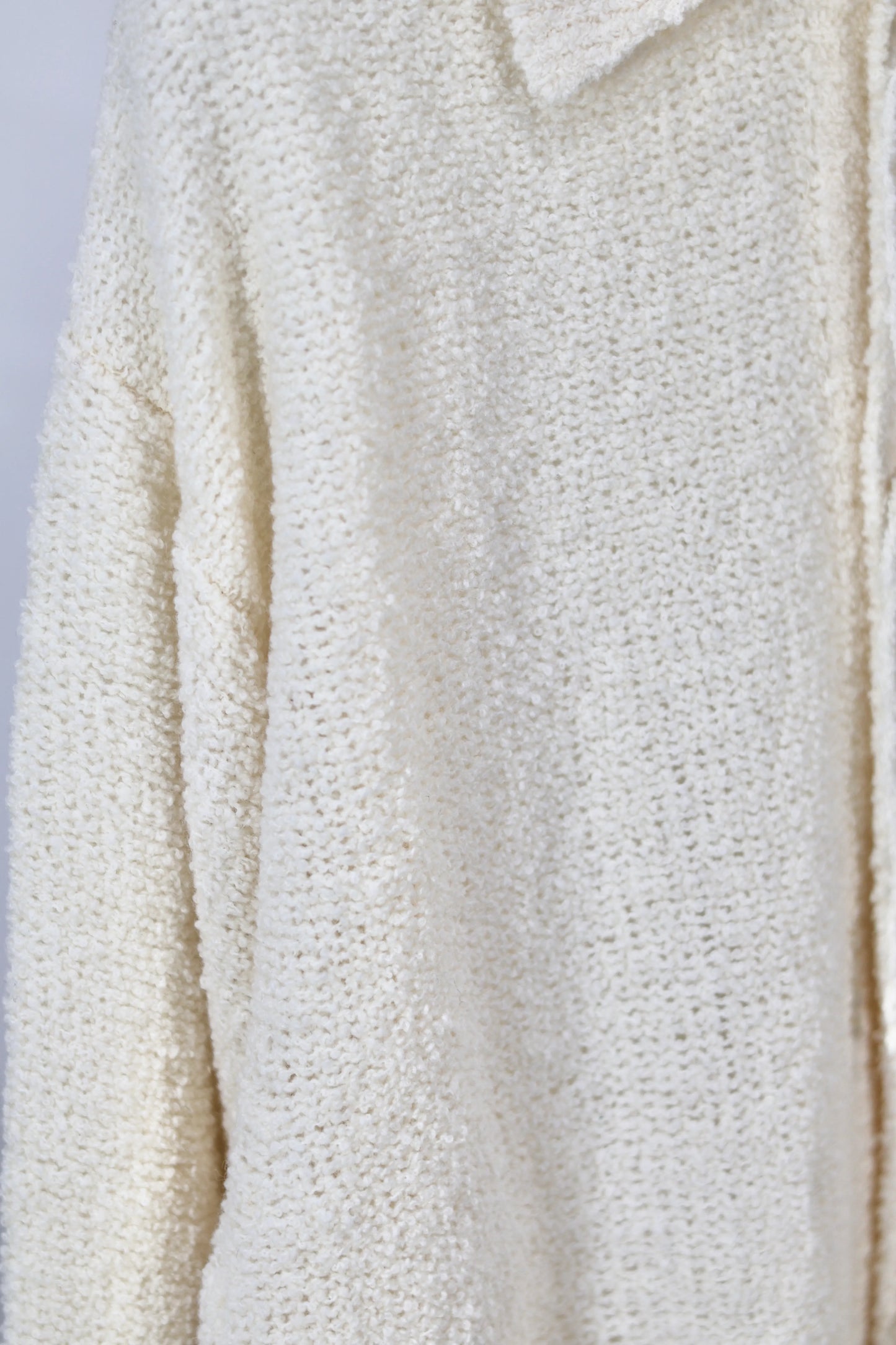 JOHN MASON SMITH / JANE SMITH - 5G REVERSE STICHES POLO COLLAR KNIT CARDIGAN - OFF WHITE