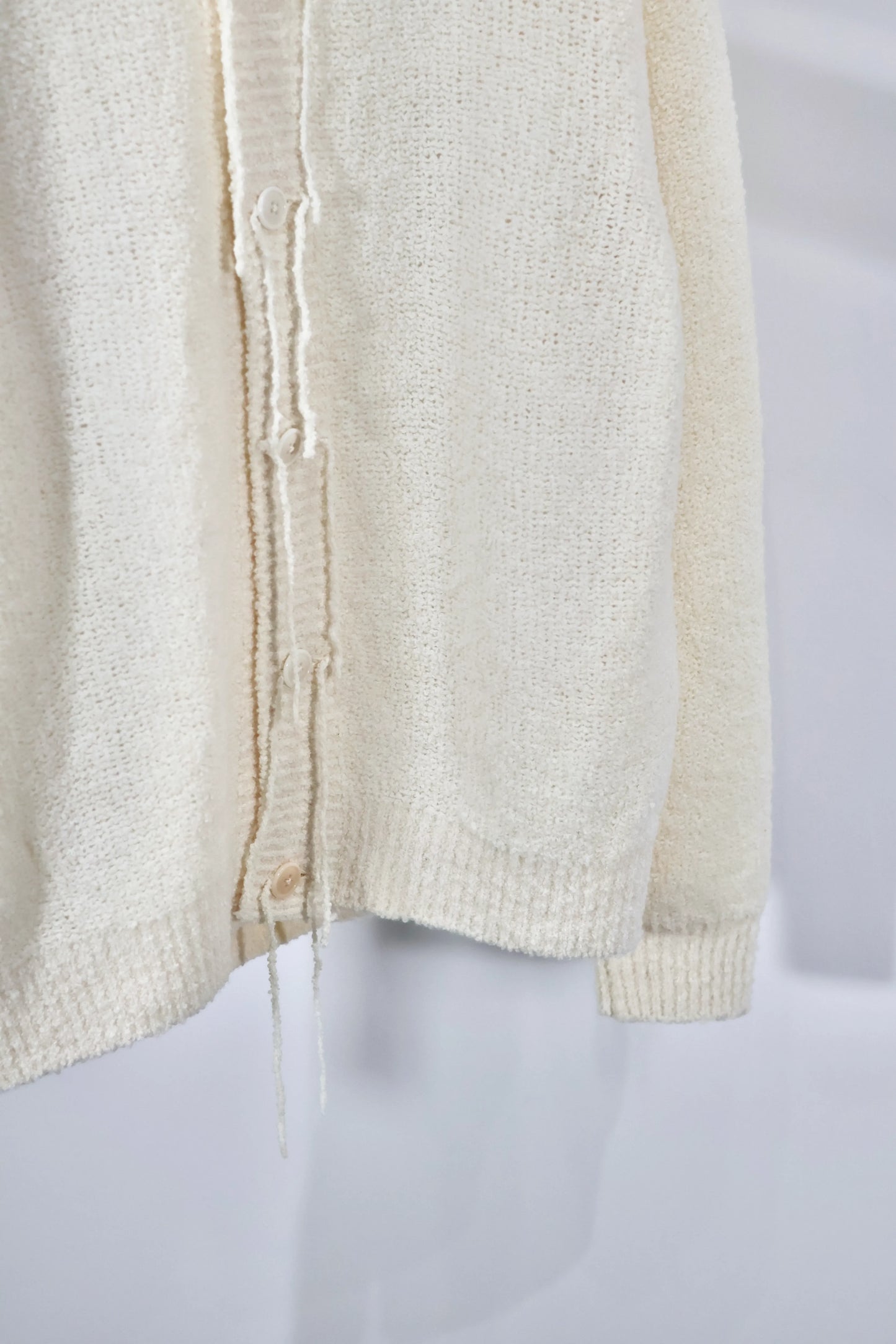 JOHN MASON SMITH / JANE SMITH - 5G REVERSE STICHES POLO COLLAR KNIT CARDIGAN - OFF WHITE