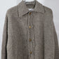 JOHN MASON SMITH / JANE SMITH - 5G REVERSE STICHES POLO COLLAR KNIT CARDIGAN - GRAY BEIGE