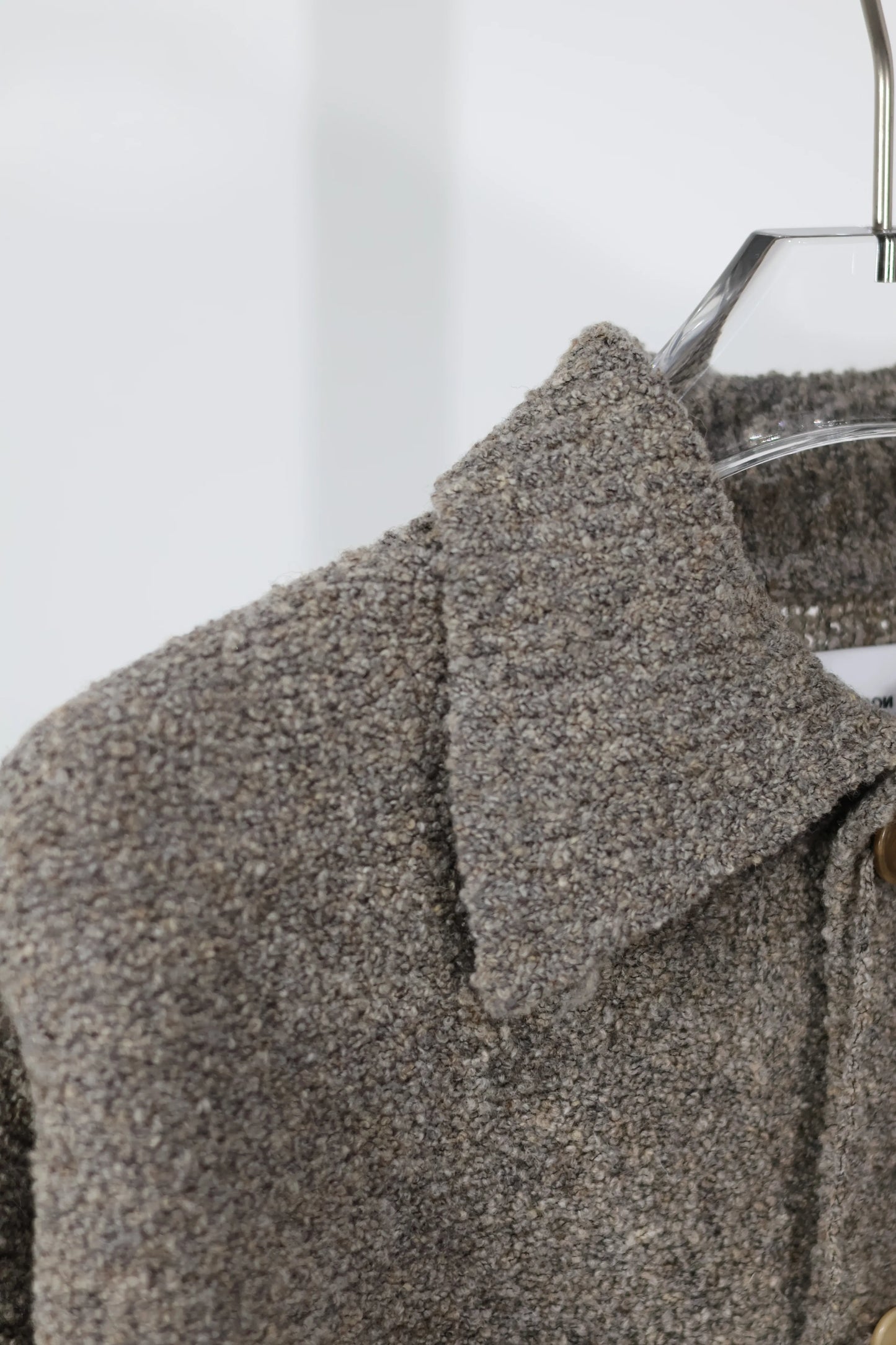 JOHN MASON SMITH / JANE SMITH - 5G REVERSE STICHES POLO COLLAR KNIT CARDIGAN - GRAY BEIGE