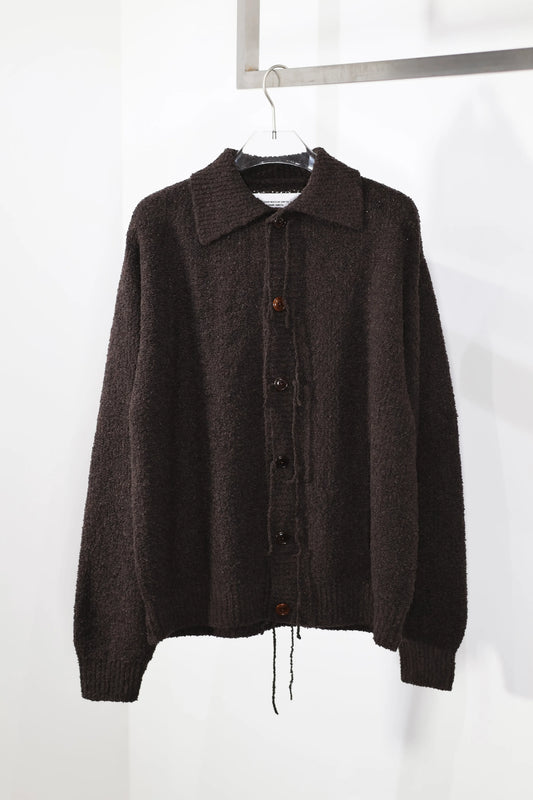 JOHN MASON SMITH / JANE SMITH - 5G REVERSE STICHES POLO COLLAR KNIT CARDIGAN - BROWN
