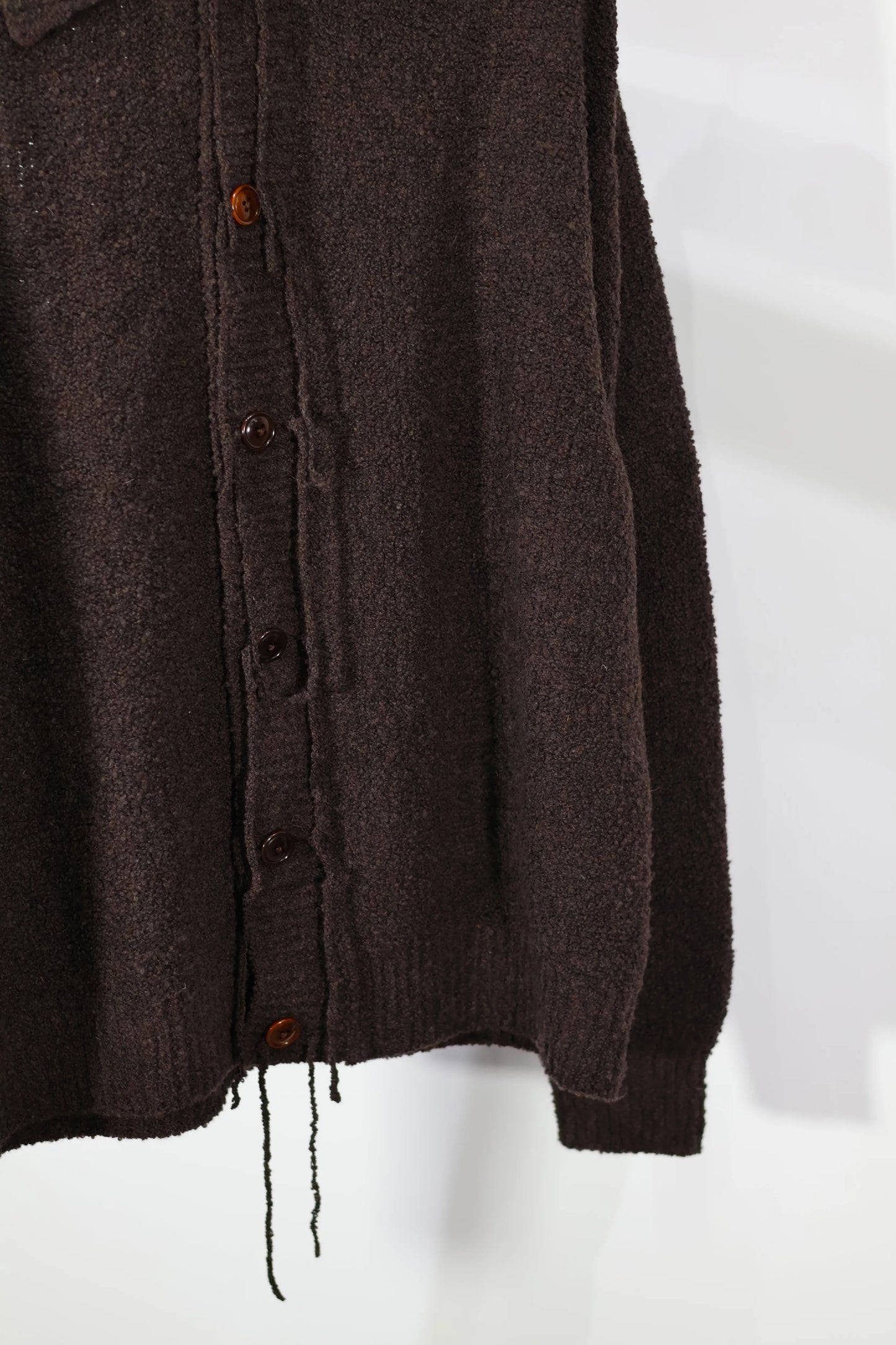JOHN MASON SMITH / JANE SMITH - 5G REVERSE STICHES POLO COLLAR KNIT CARDIGAN - BROWN