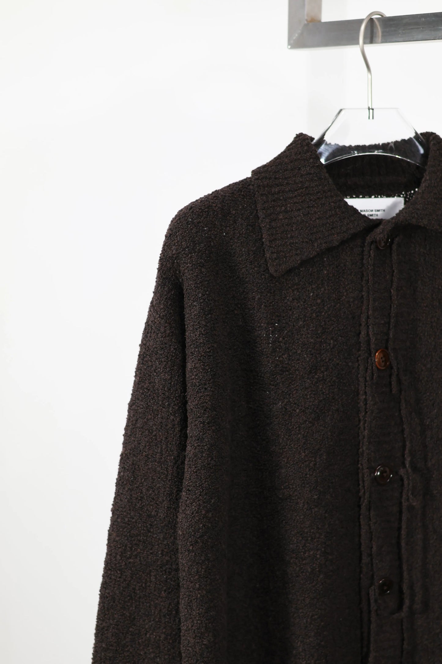 JOHN MASON SMITH / JANE SMITH - 5G REVERSE STICHES POLO COLLAR KNIT CARDIGAN - BROWN