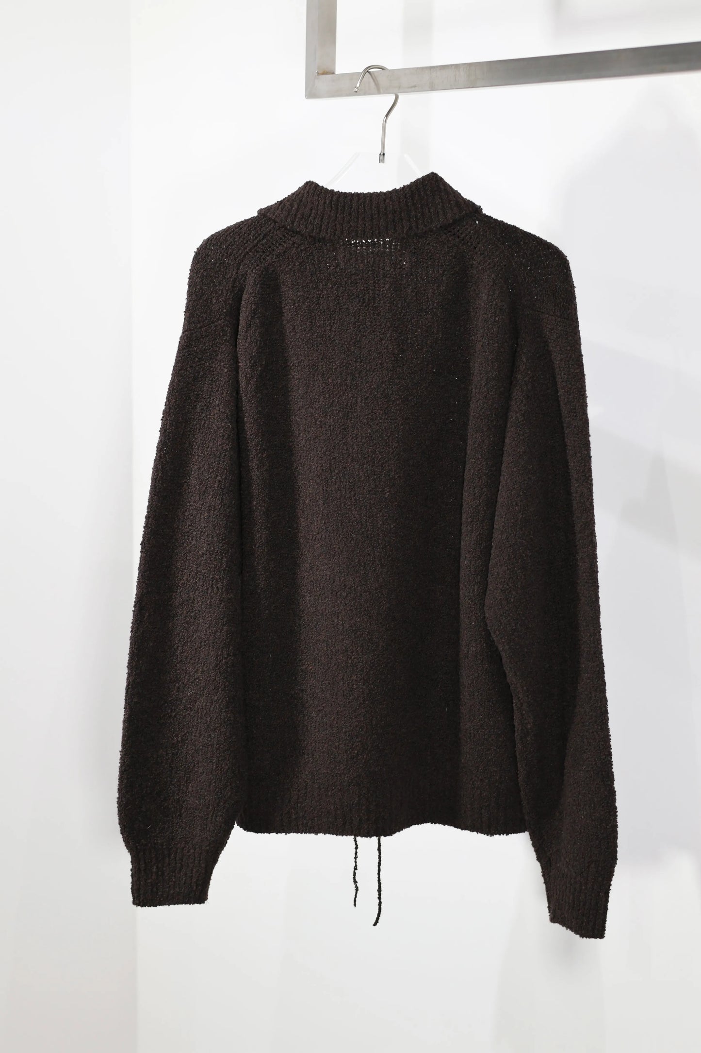 JOHN MASON SMITH / JANE SMITH - 5G REVERSE STICHES POLO COLLAR KNIT CARDIGAN - BROWN