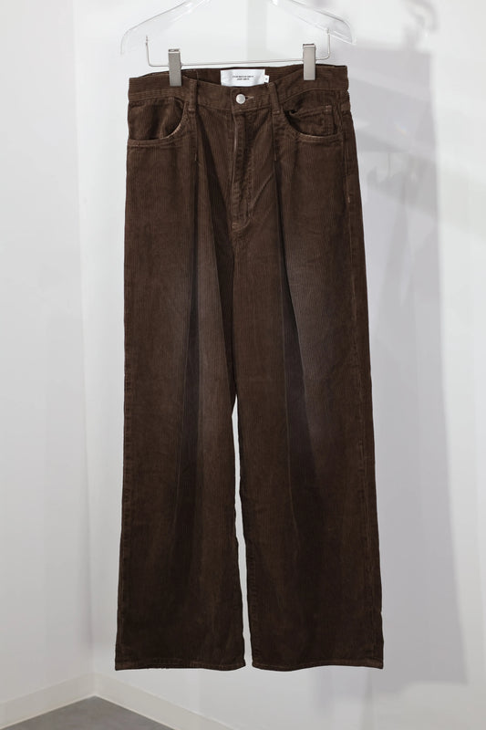 JOHN MASON SMITH / JANE SMITH - 8W COTTON CORDUROY TUCK 5 POCKET PANTS - BROWN