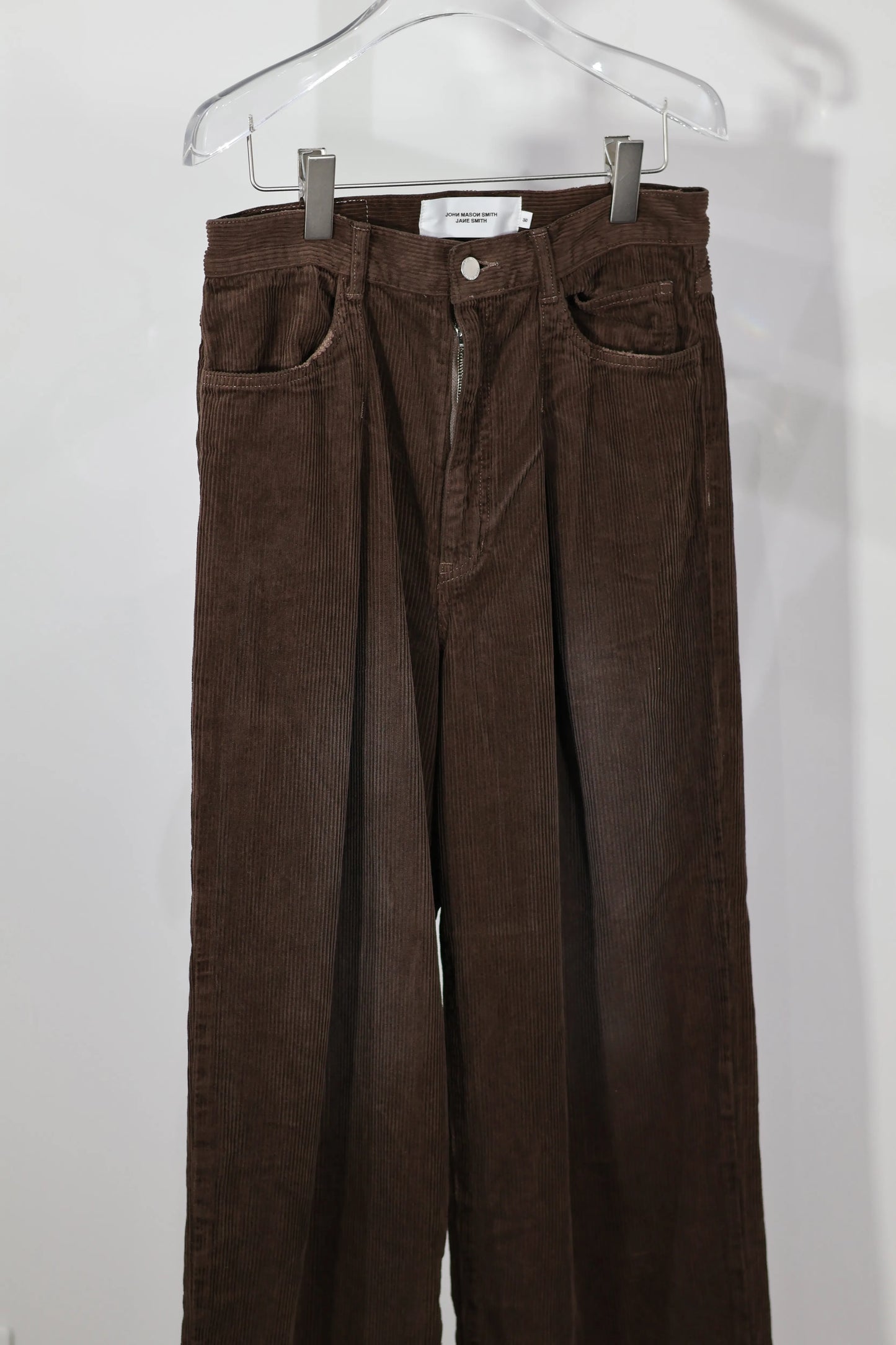 JOHN MASON SMITH / JANE SMITH - 8W COTTON CORDUROY TUCK 5 POCKET PANTS - BROWN