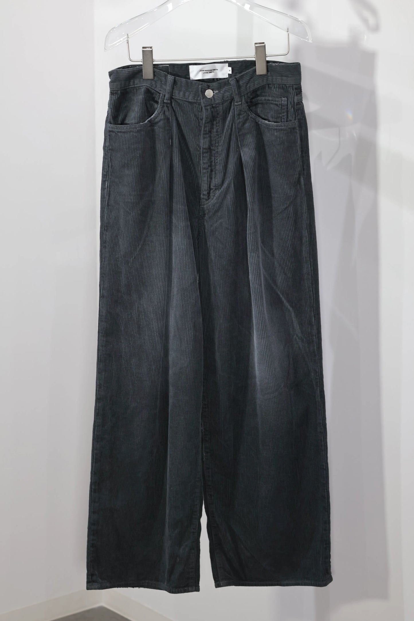 JOHN MASON SMITH / JANE SMITH - 8W COTTON CORDUROY TUCK 5 POCKET PANTS - GRAY