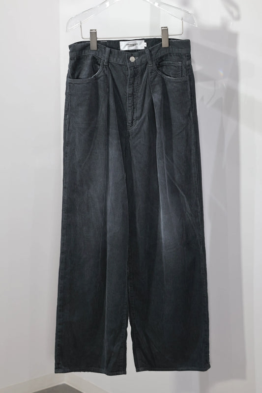 JOHN MASON SMITH / JANE SMITH - 8W COTTON CORDUROY TUCK 5 POCKET PANTS - GRAY
