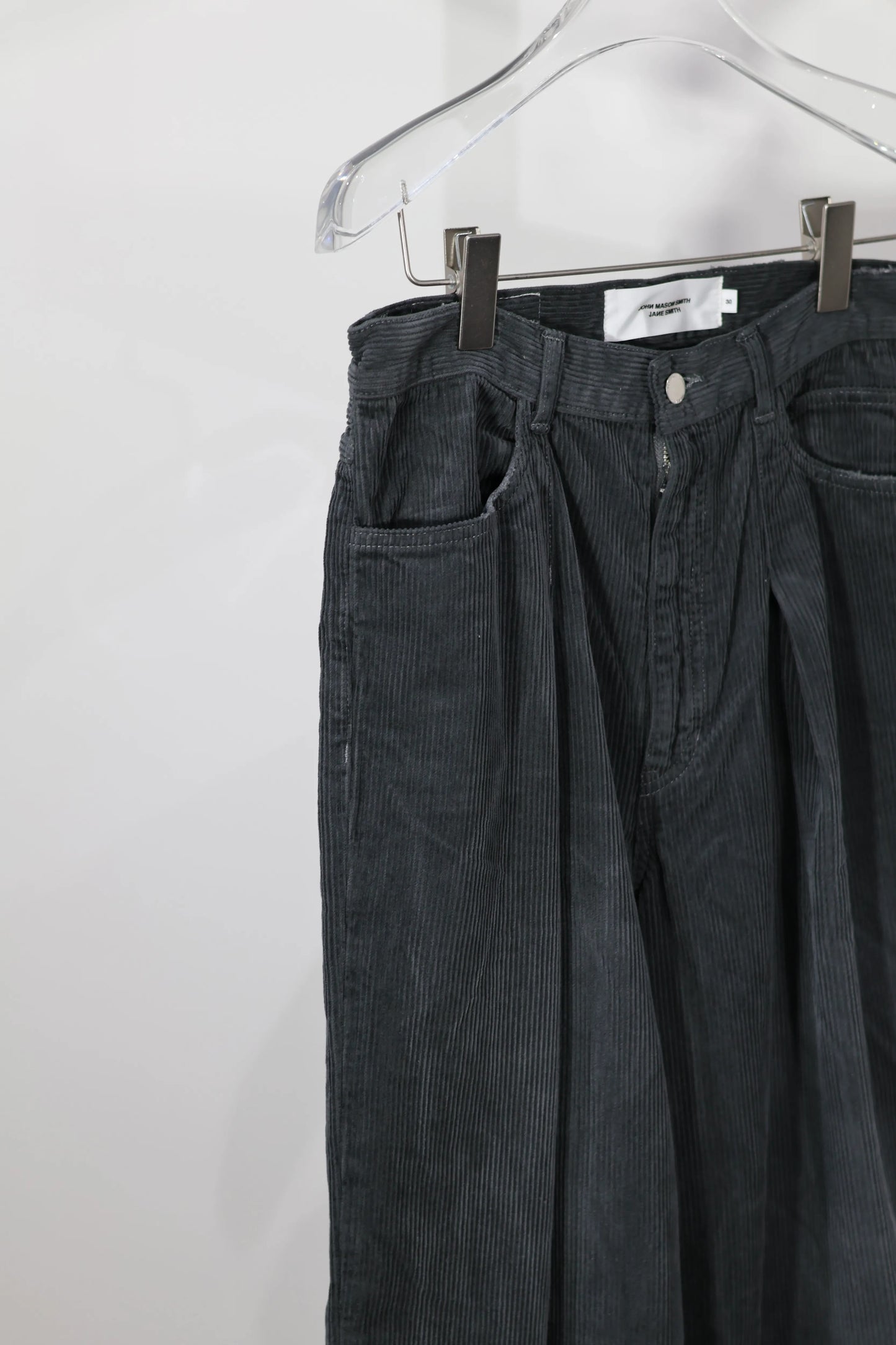 JOHN MASON SMITH / JANE SMITH - 8W COTTON CORDUROY TUCK 5 POCKET PANTS - GRAY
