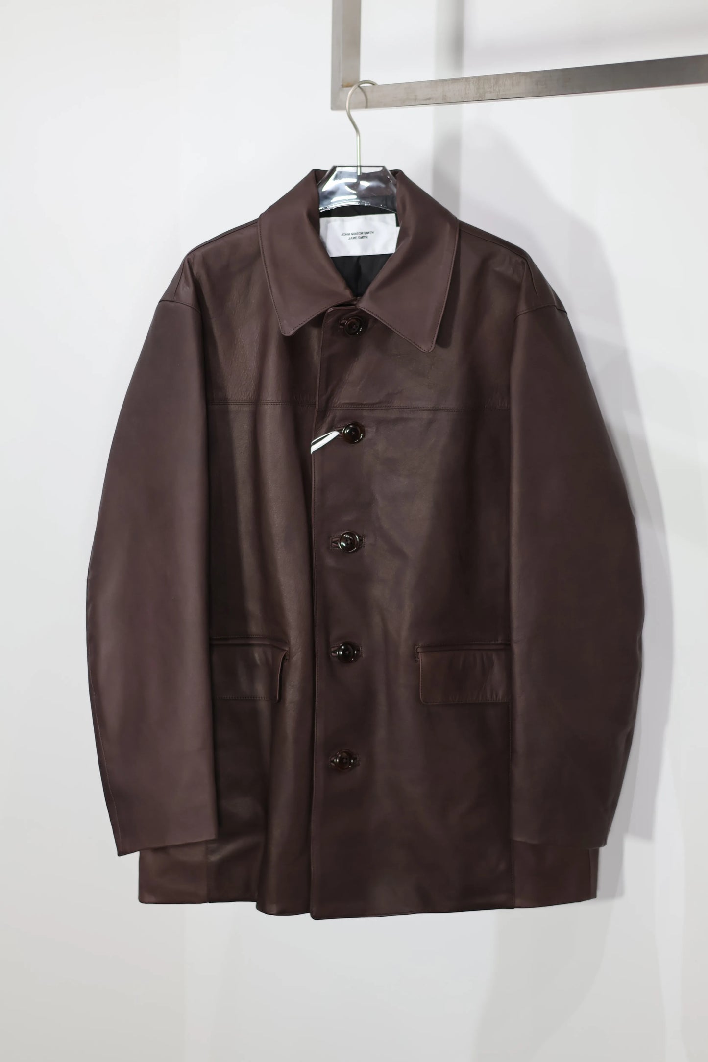 JOHN MASON SMITH / JANE SMITH - COW LEATHER CAR COAT - BROWN