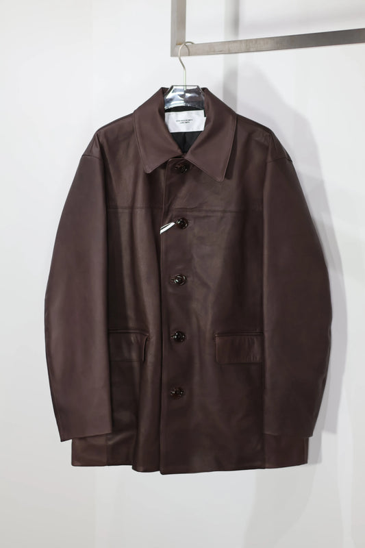 JOHN MASON SMITH / JANE SMITH - COW LEATHER CAR COAT - BROWN