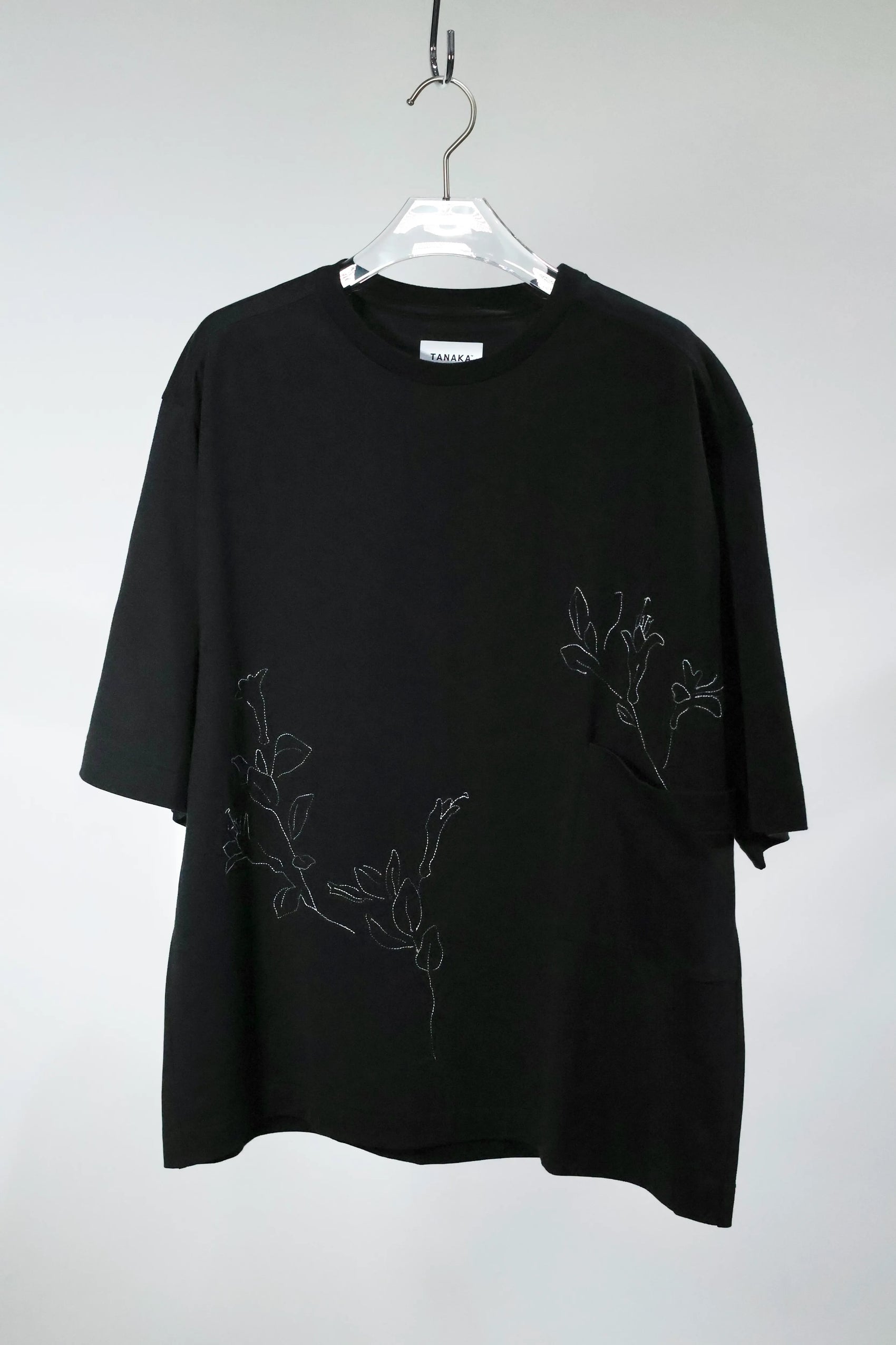 TANAKA - THE BOXY TEE - BLACK(EMBROIDERY-M)