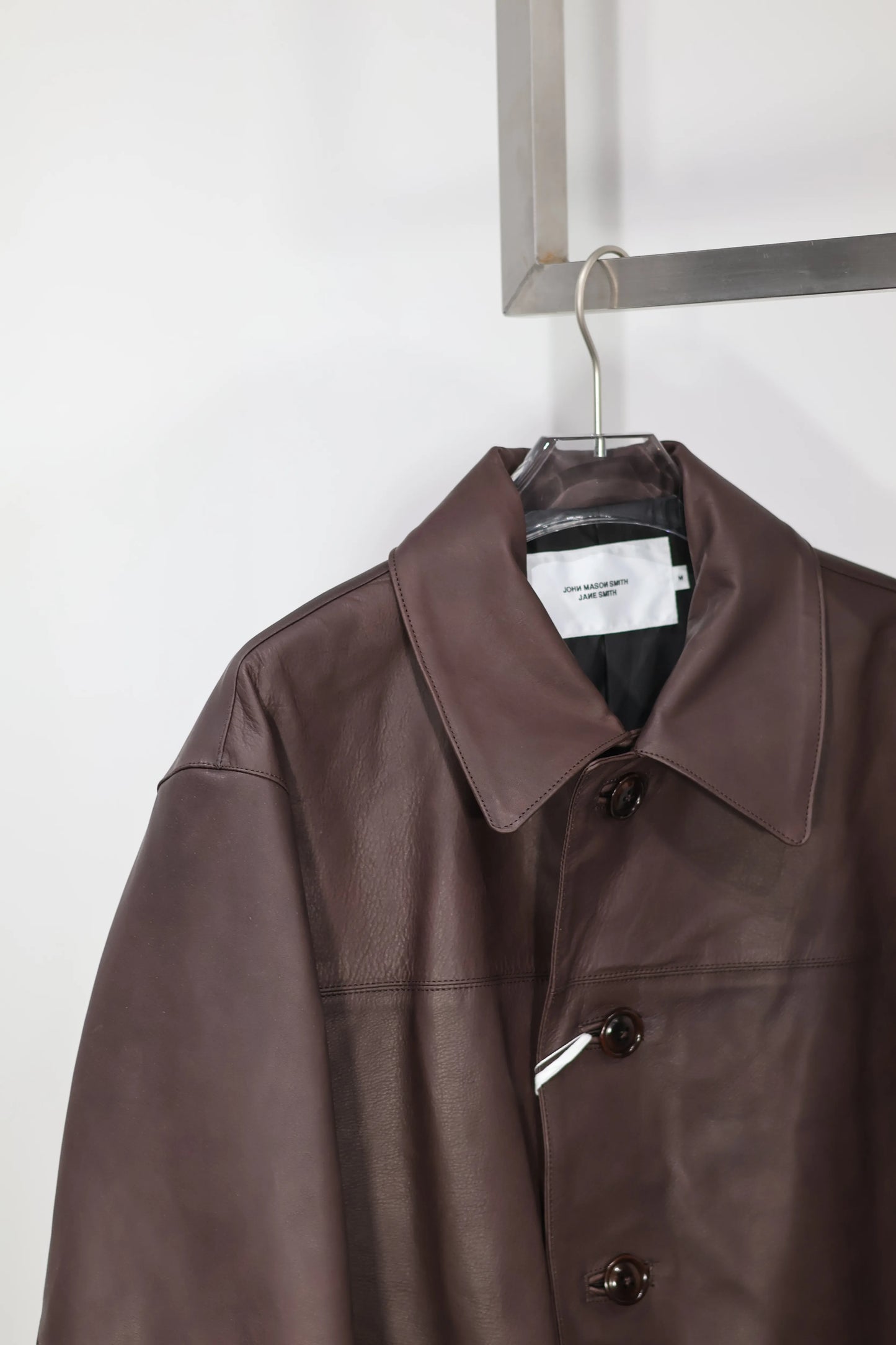 JOHN MASON SMITH / JANE SMITH - COW LEATHER CAR COAT - BROWN