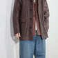 JOHN MASON SMITH / JANE SMITH - COW LEATHER CAR COAT - BROWN