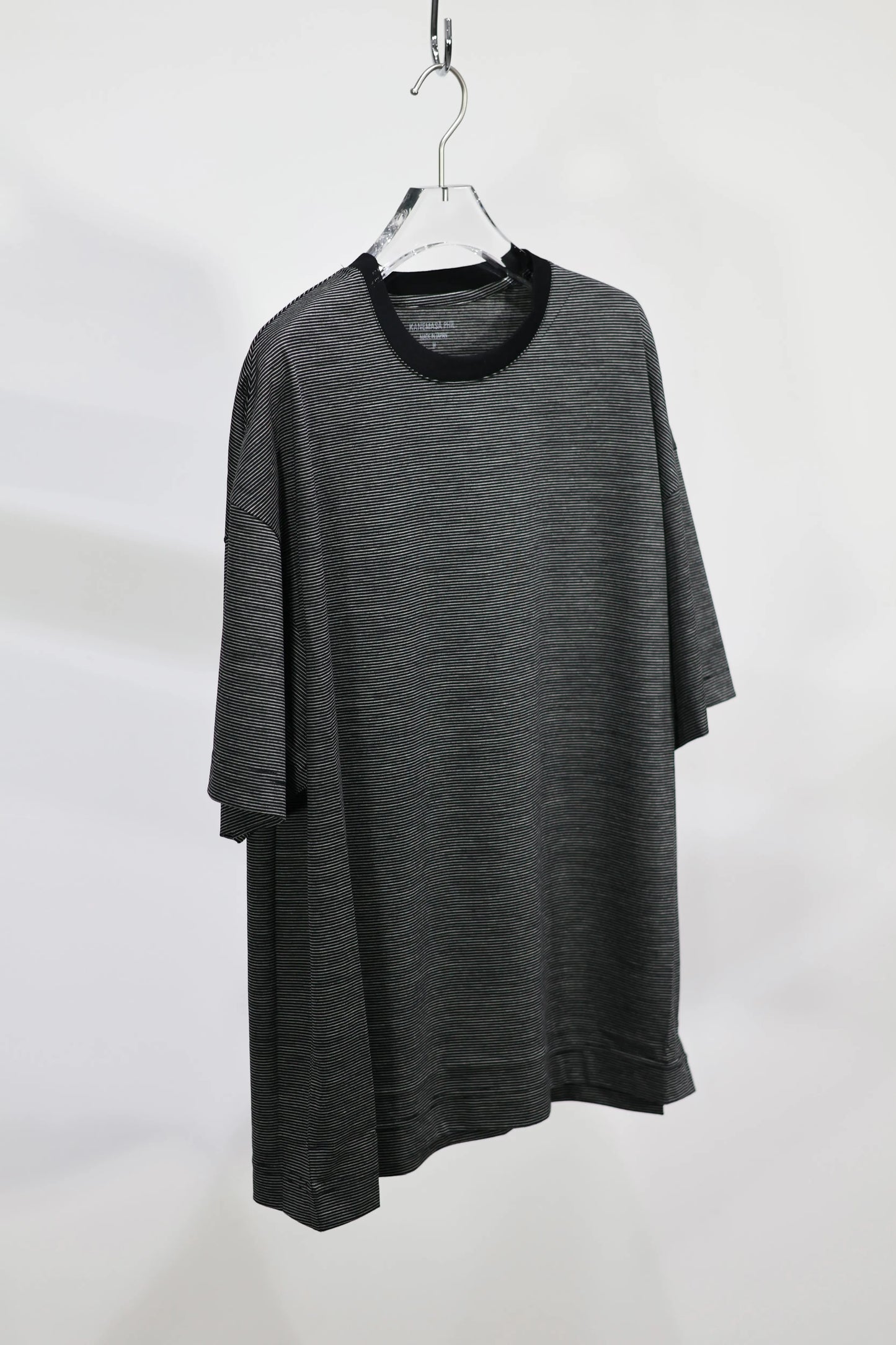 KANEMASA PHIL. - 32G Wool Stripe SS Tee - BLACK