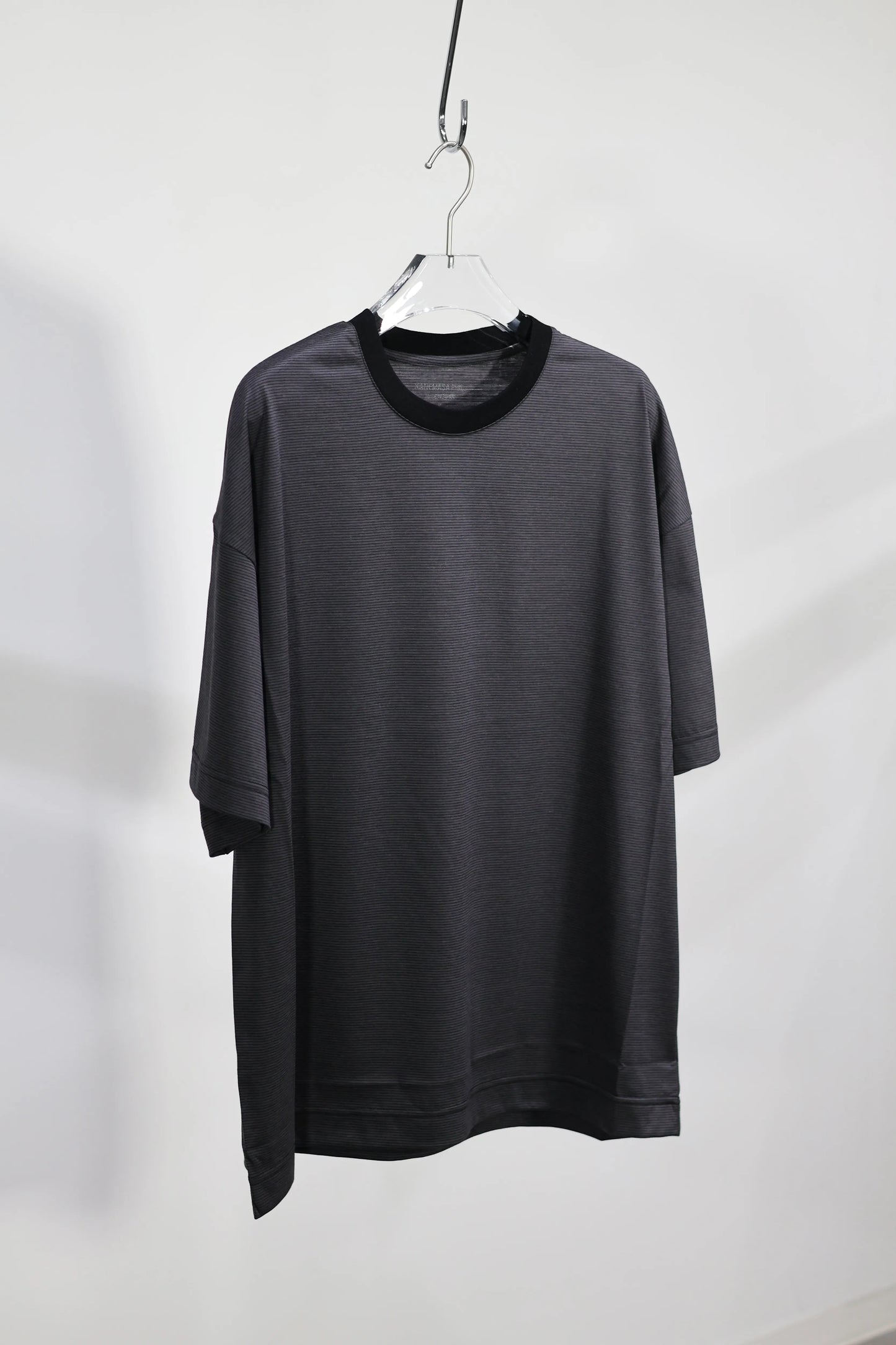 KANEMASA PHIL. - 32G Wool Stripe SS Tee - CHARCOAL