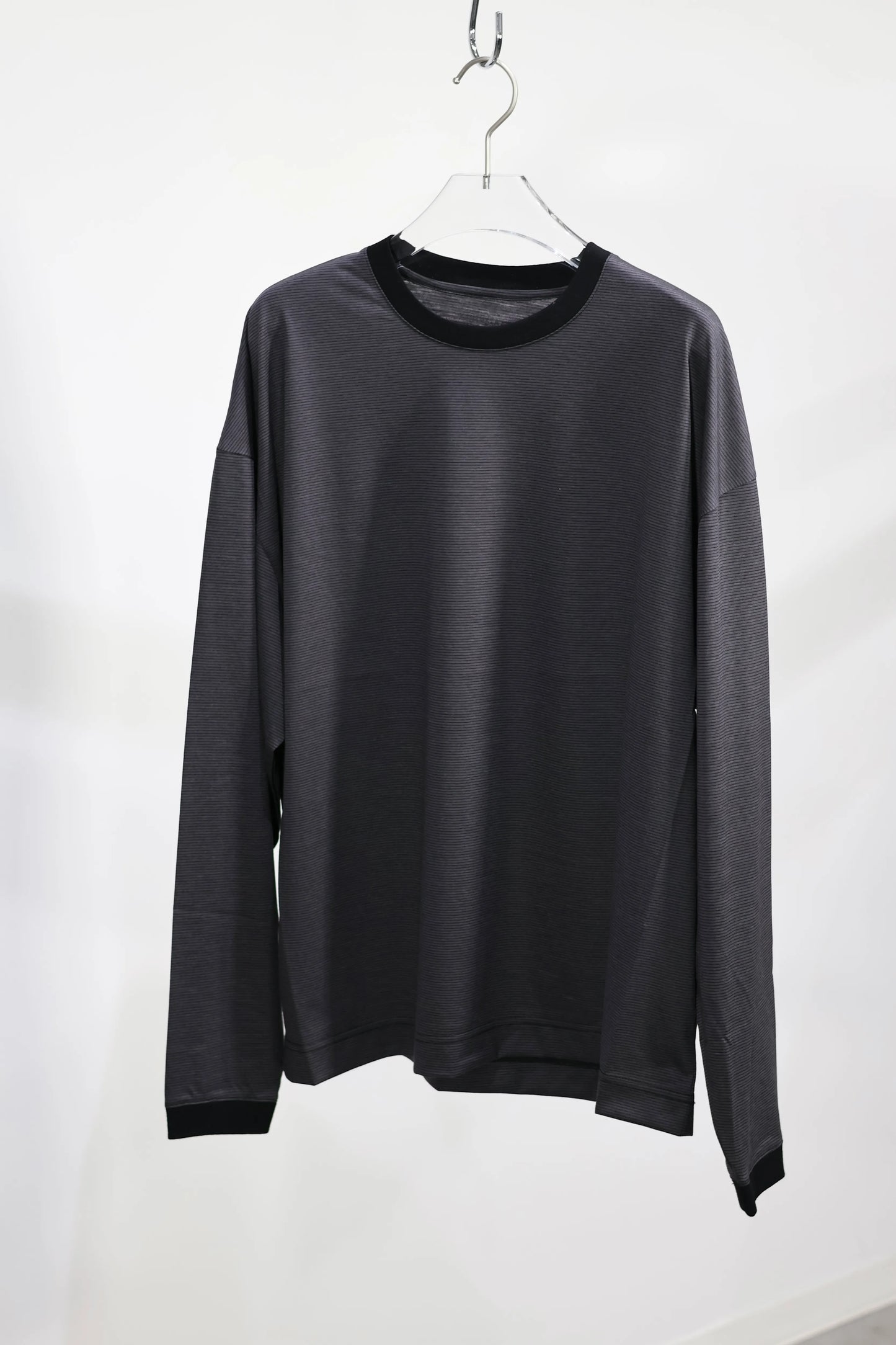 KANEMASA PHIL. - 36G Wool Stripe LS Tee - CHARCOAL