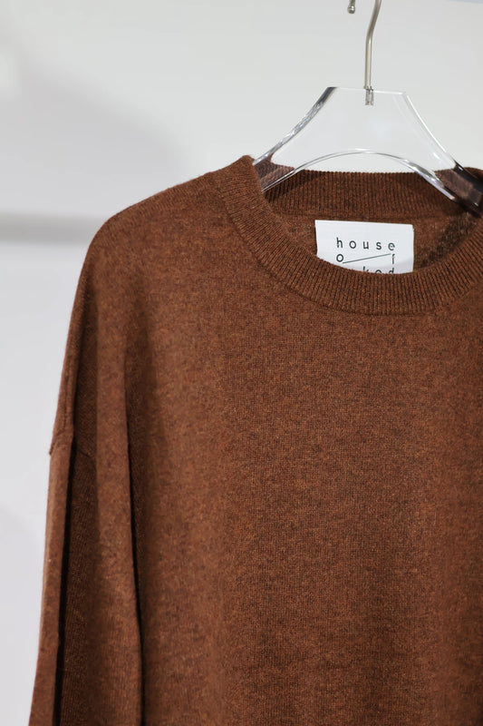 house of naked - INNER MONGORIAN CASHMERE CREWNECK PULLOVER I - OLIVE BROWN