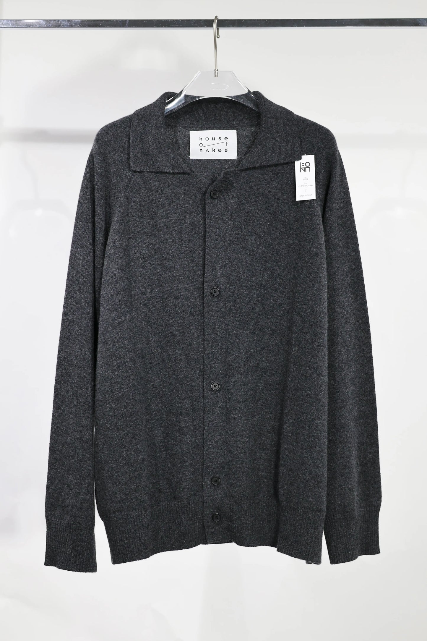 house of naked - INNER MONGORIAN CASHMERE CARDIGAN I - CHARCOAL GRAY
