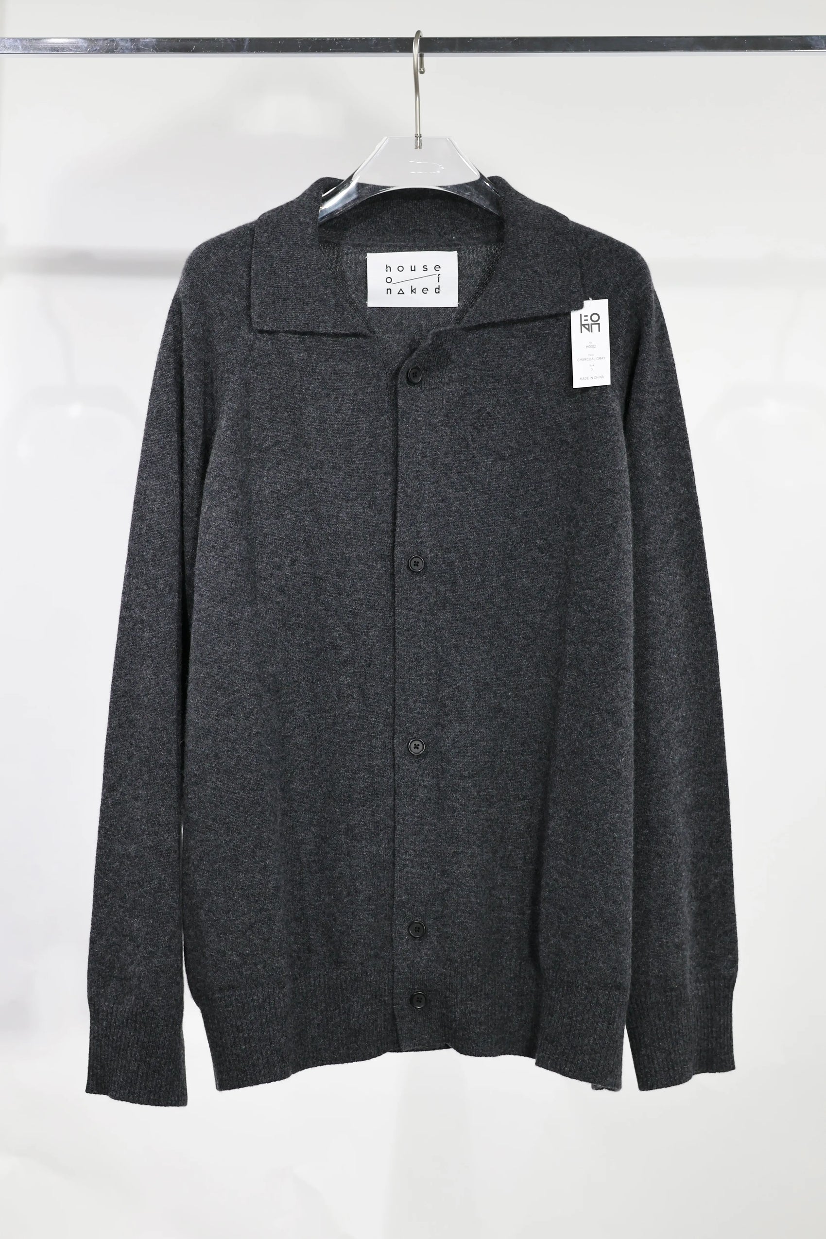 house of naked - INNER MONGORIAN CASHMERE CARDIGAN I - CHARCOAL GRAY