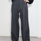 nakedgauge - WOOL GABARDINE 3PLEAT WIDE SLACKS - CHARCOAL GRAY