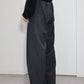 nakedgauge - WOOL GABARDINE 3PLEAT WIDE SLACKS - CHARCOAL GRAY