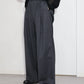 nakedgauge - WOOL GABARDINE 3PLEAT WIDE SLACKS - CHARCOAL GRAY