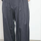 nakedgauge - WOOL GABARDINE 3PLEAT WIDE SLACKS - CHARCOAL GRAY