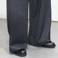nakedgauge - WOOL GABARDINE 3PLEAT WIDE SLACKS - CHARCOAL GRAY