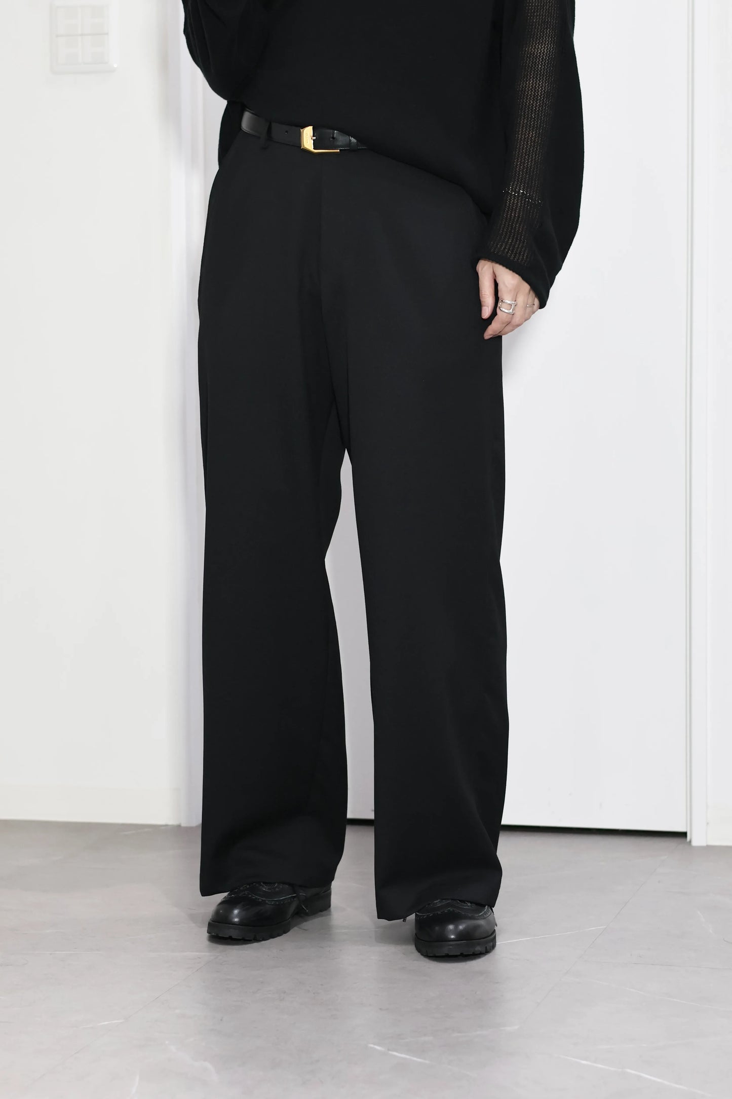 nakedgauge - WOOL GABARDINE ASHLEY SLACKS - BLACK