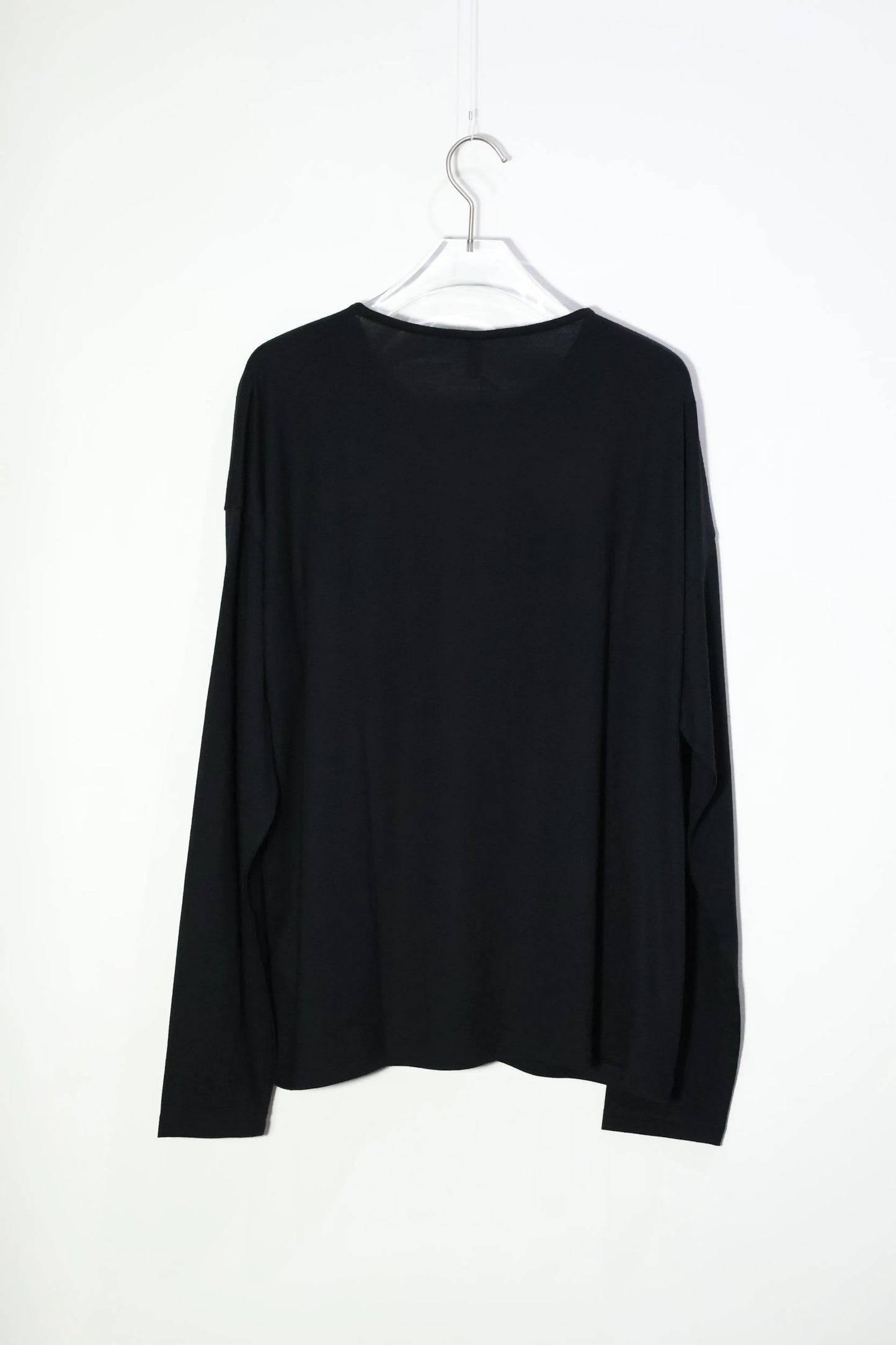 08sircus - Wool jersey henley neck top - BLACK