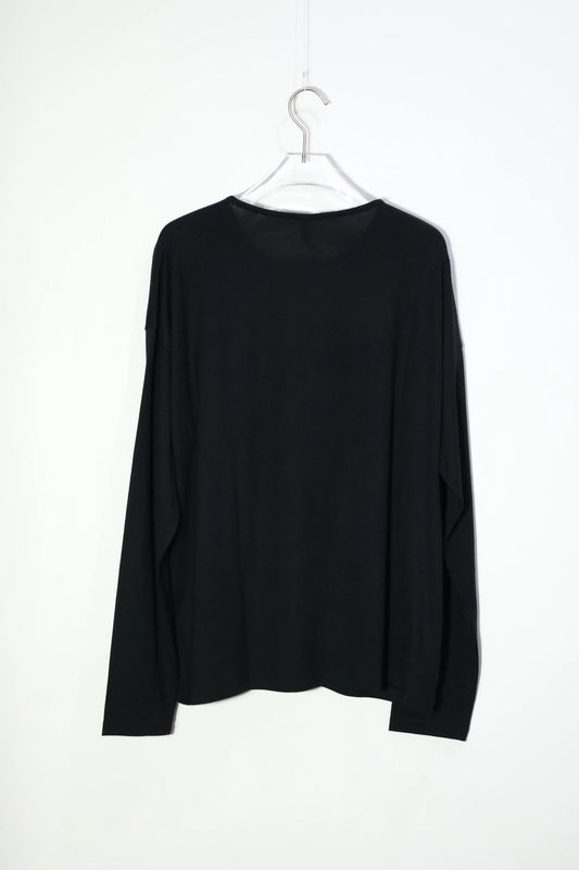 08sircus - Wool jersey henley neck top - BLACK
