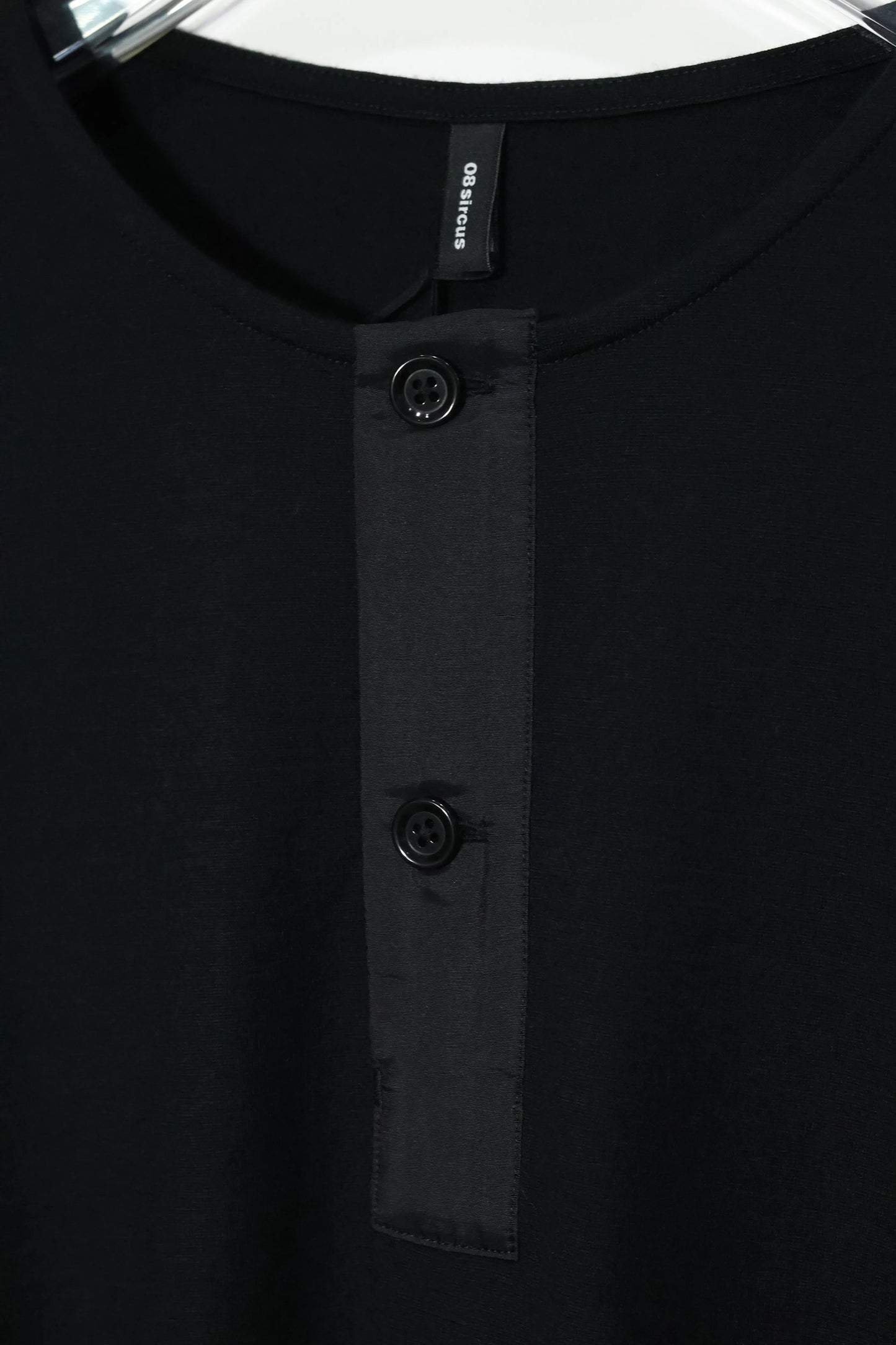 08sircus - Wool jersey henley neck top - BLACK