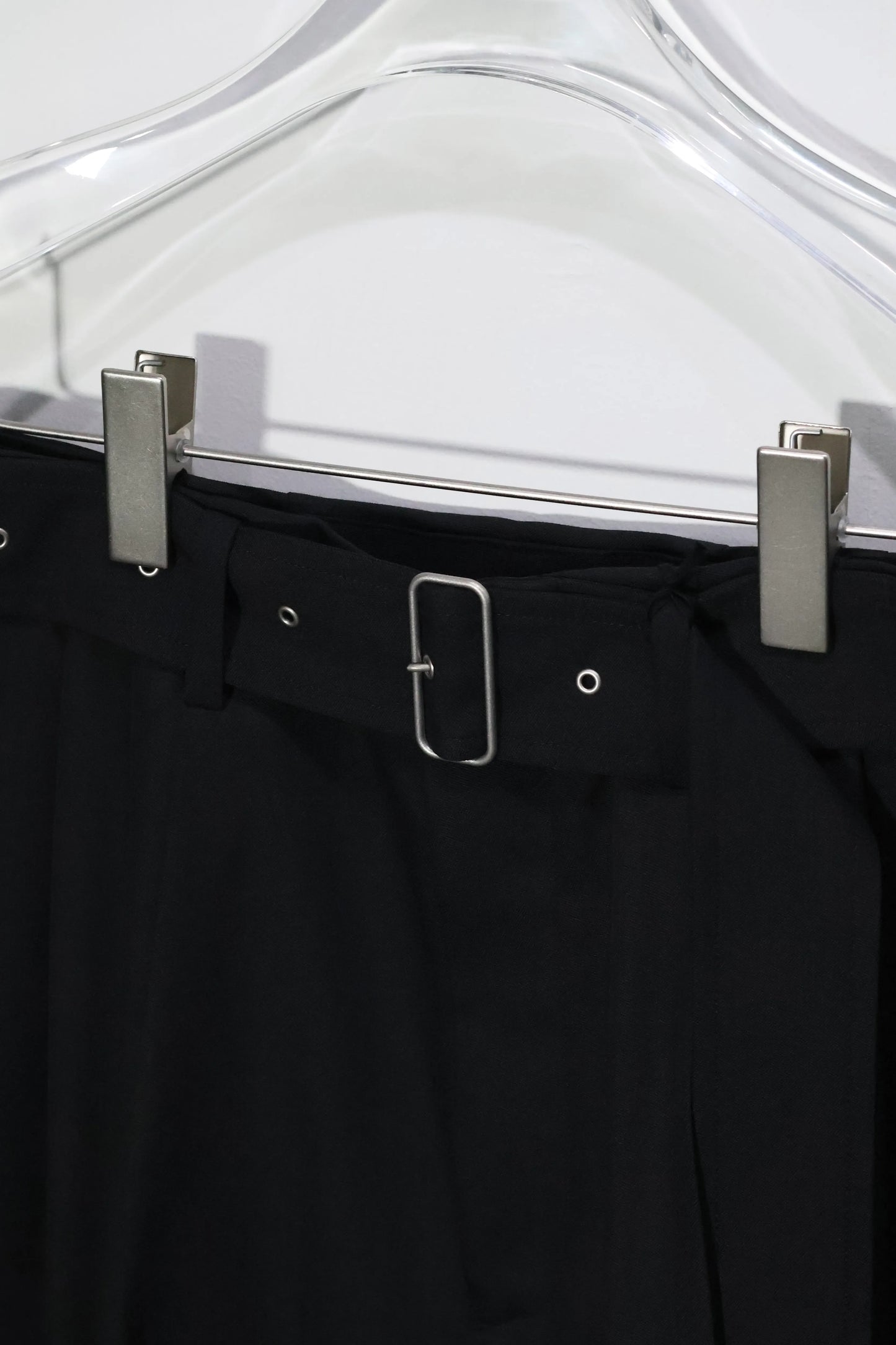08sircus - Dobby cloth 2tuck belted wide pants - BLACK