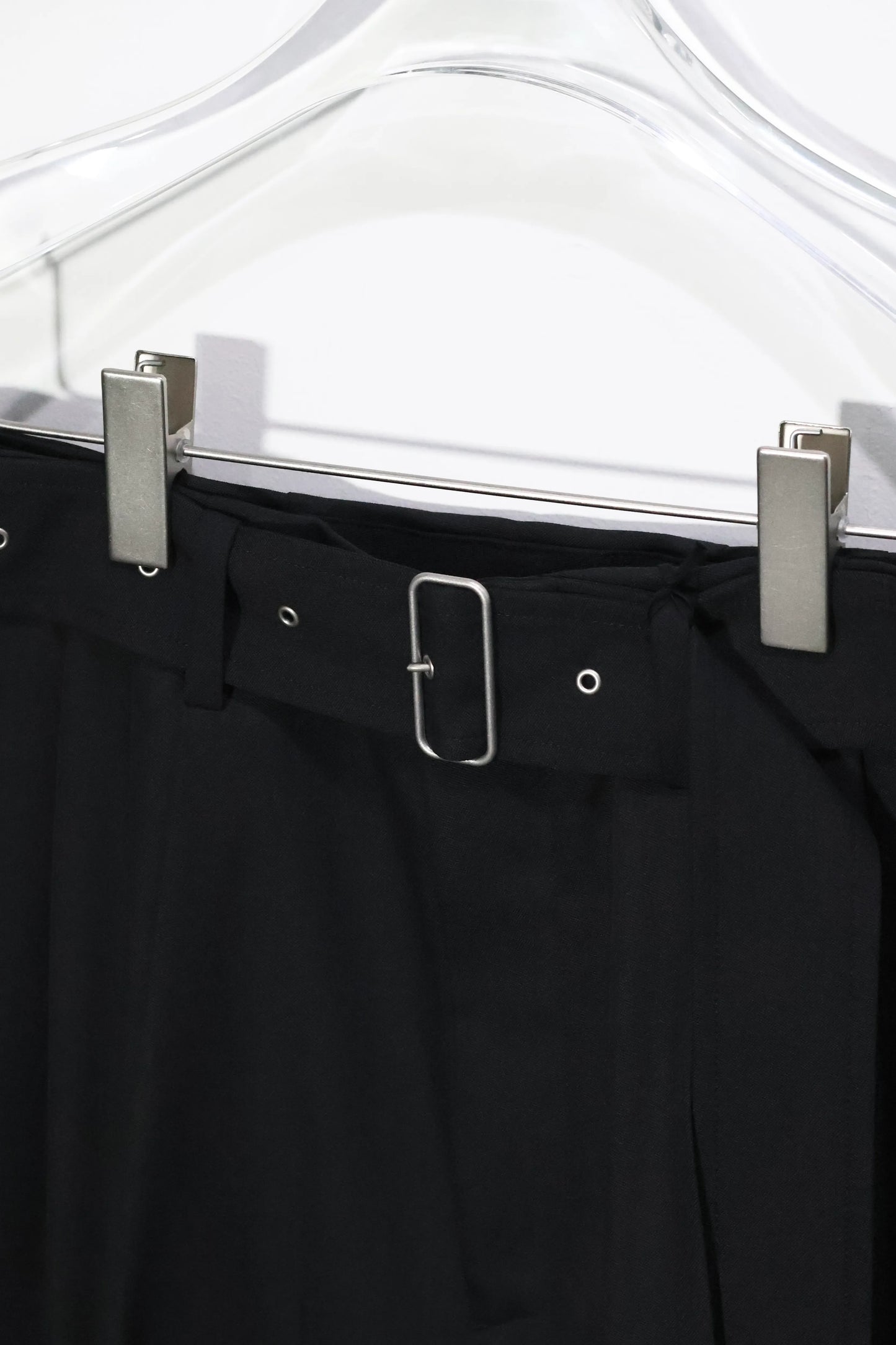 08sircus - Dobby cloth 2tuck belted wide pants - BLACK