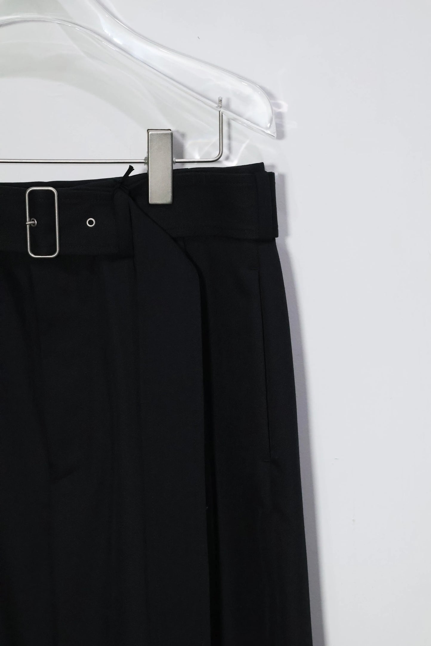 08sircus - Dobby cloth 2tuck belted wide pants - BLACK