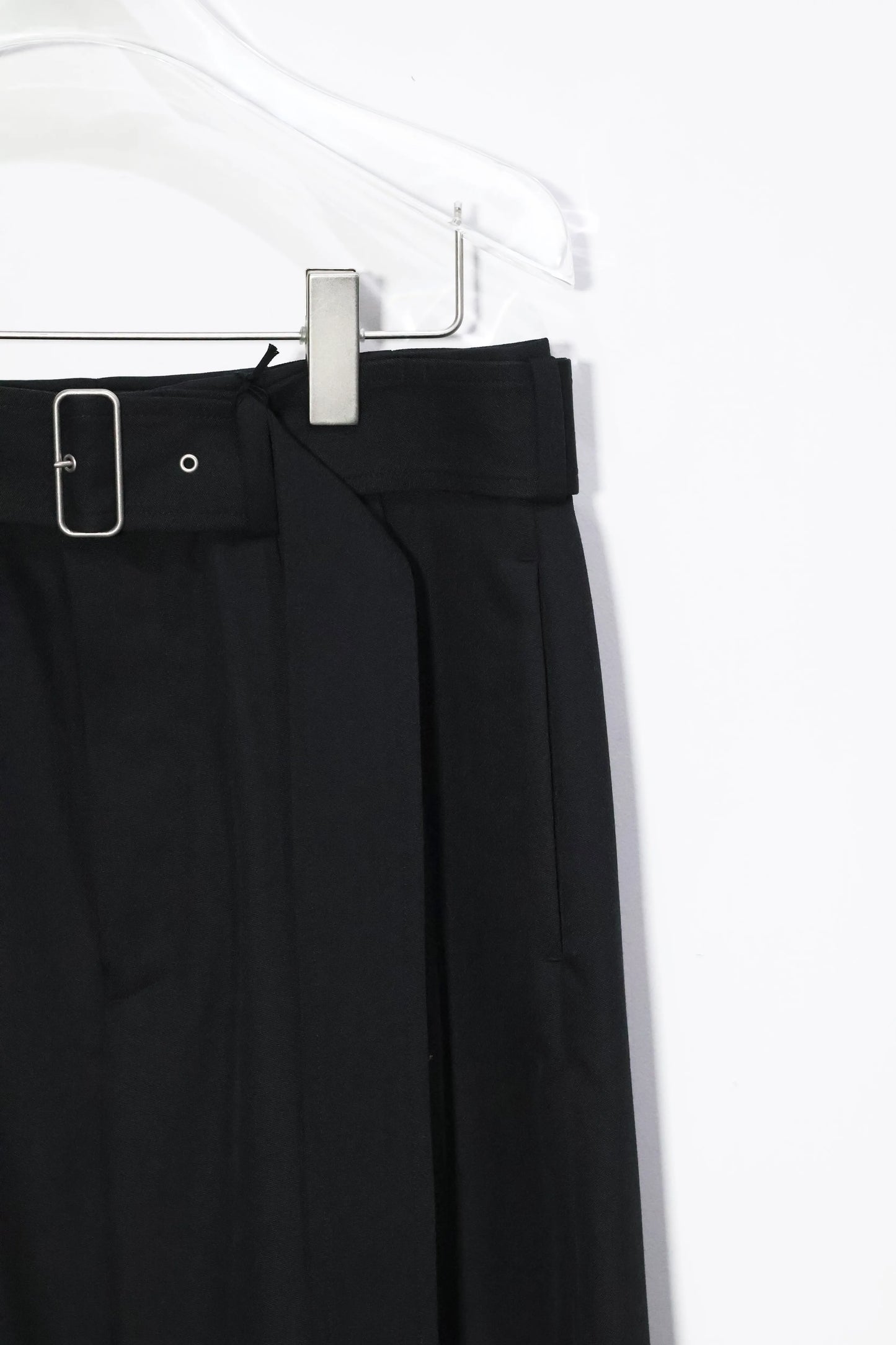 08sircus - Dobby cloth 2tuck belted wide pants - BLACK