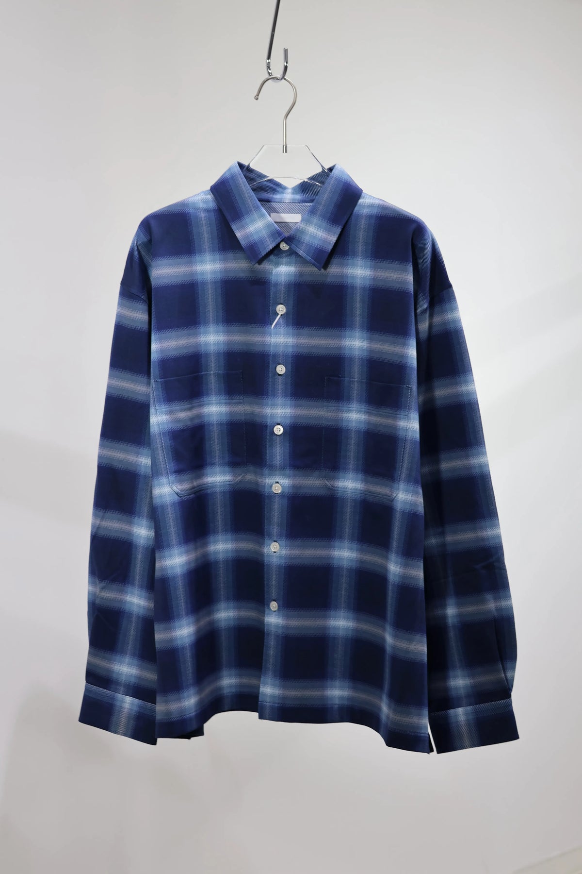 KANEMASA PHIL. - 28G Ombre Check Balise Shirt - NAVY BLUE