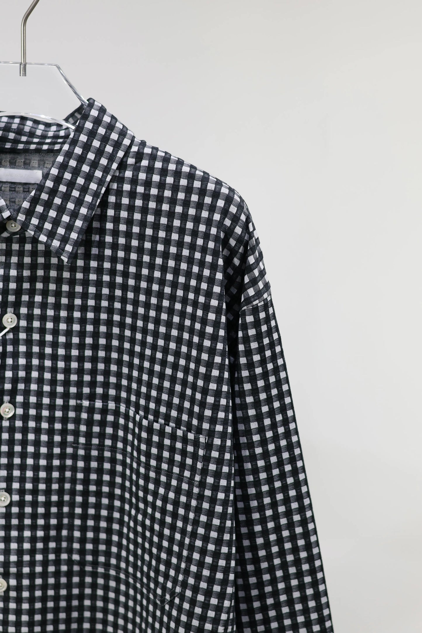 KANEMASA PHIL. - 36G Wool Check Balise Shirt - BLACK WHITE