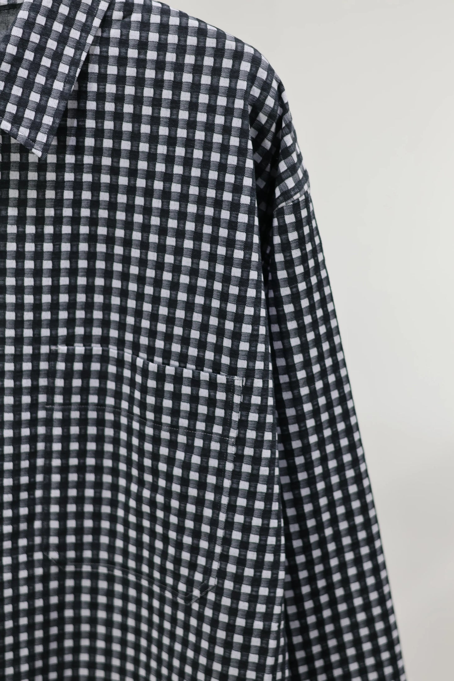 KANEMASA PHIL. - 36G Wool Check Balise Shirt - BLACK WHITE