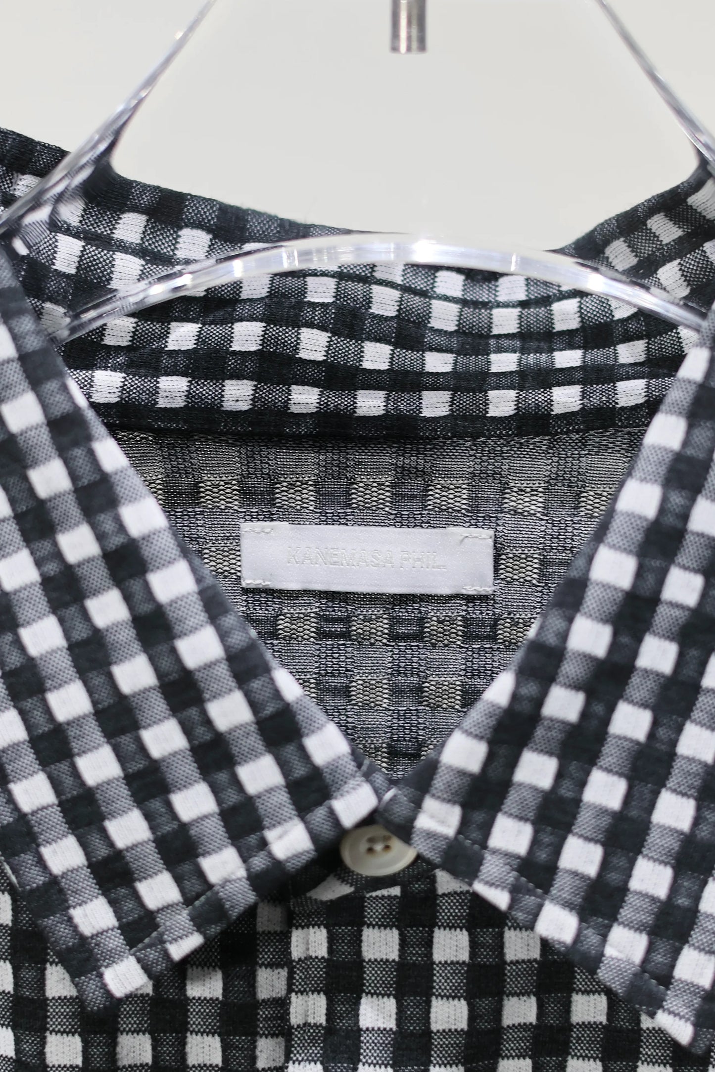 KANEMASA PHIL. - 36G Wool Check Balise Shirt - BLACK WHITE