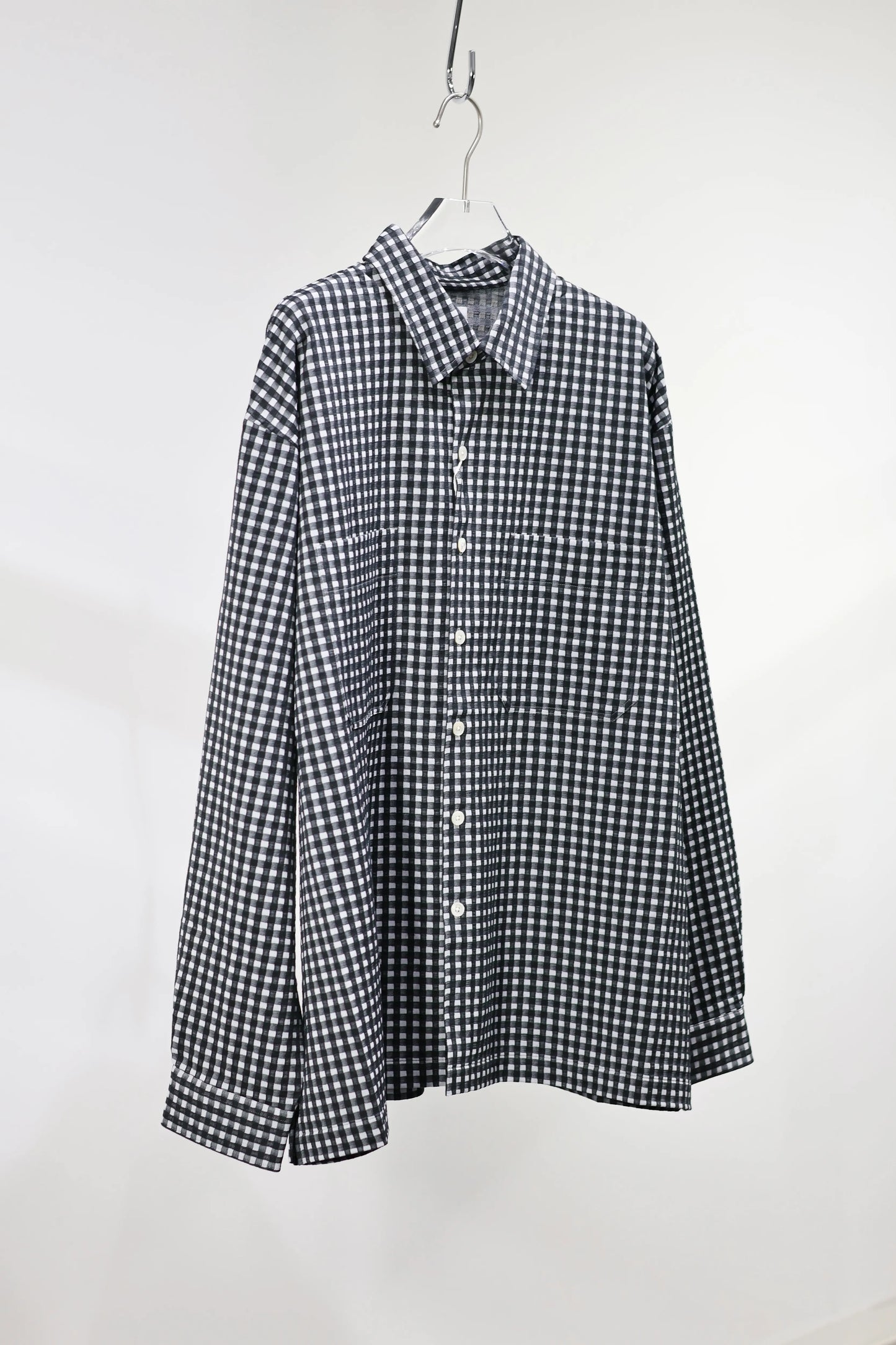 KANEMASA PHIL. - 36G Wool Check Balise Shirt - BLACK WHITE