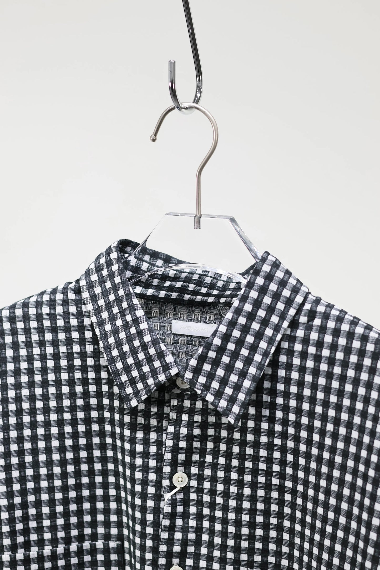 KANEMASA PHIL. - 36G Wool Check Balise Shirt - BLACK WHITE