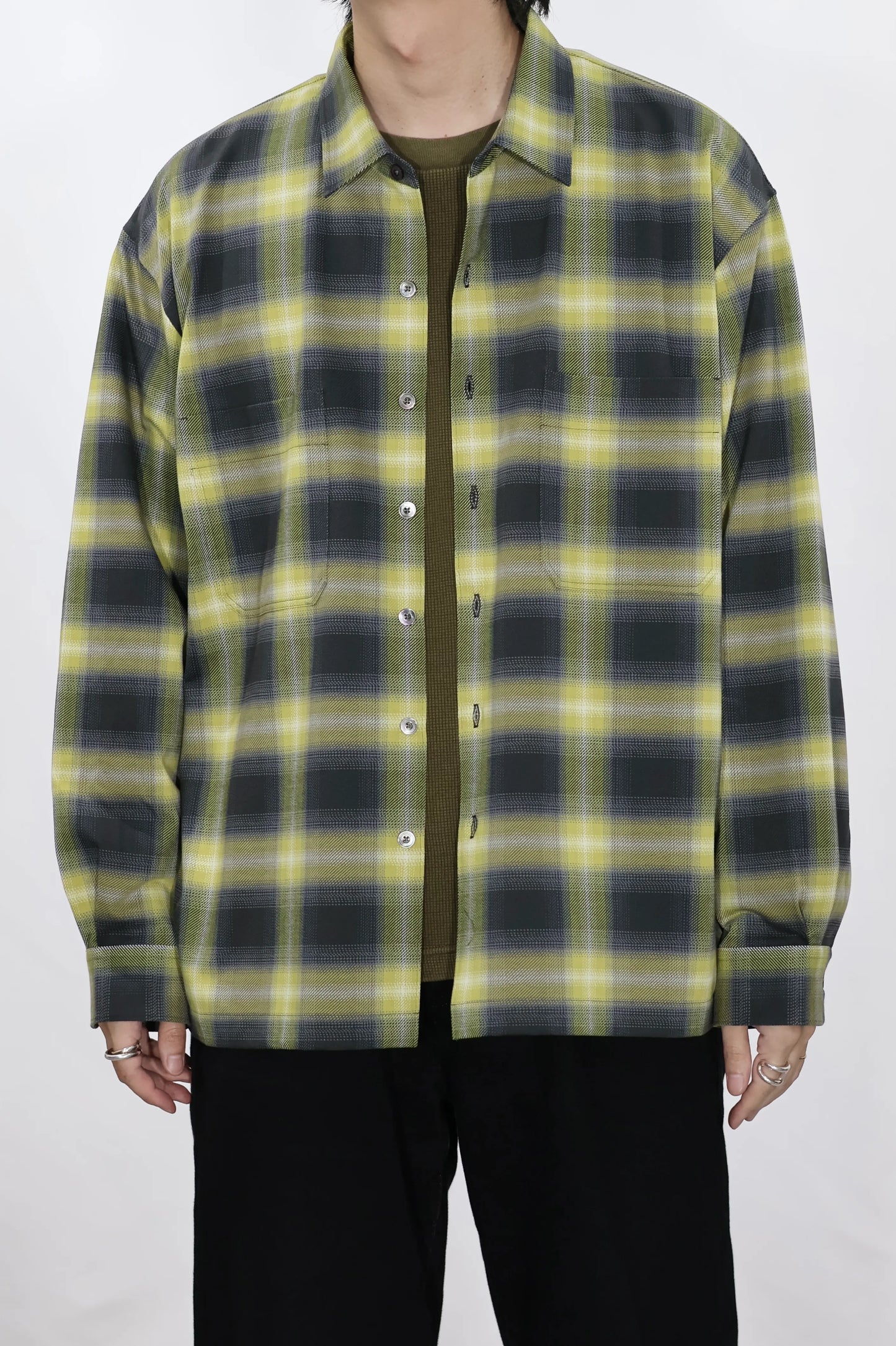 KANEMASA PHIL. - 28G Ombre Check Balise Shirt - CHARCOAL YELLOW