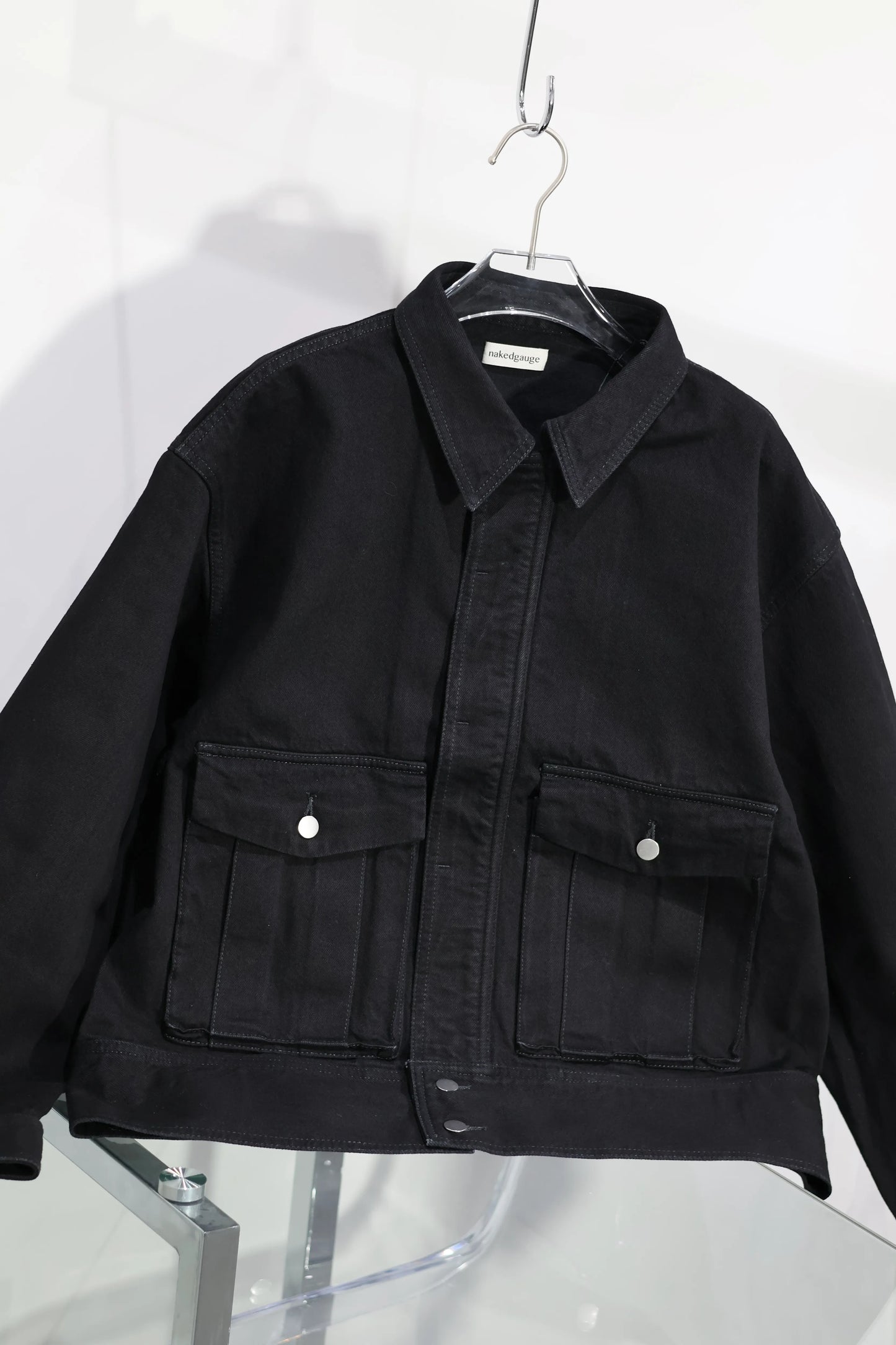 nakedgauge - ONE WASH BLACK DENIM BLOUSON - BLACK